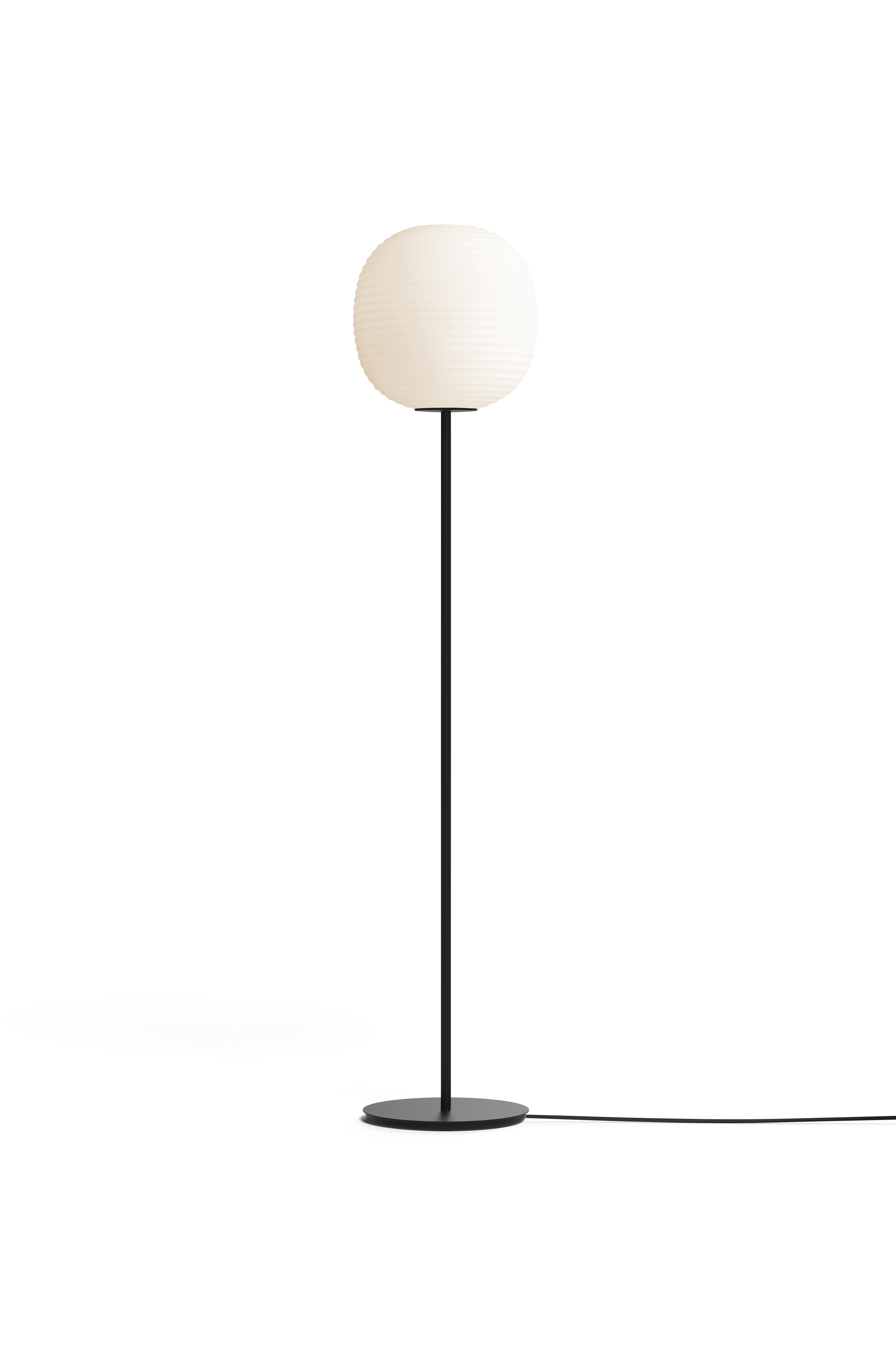 Lantern weiße Stehlampe mit einer schwarzen Basis
