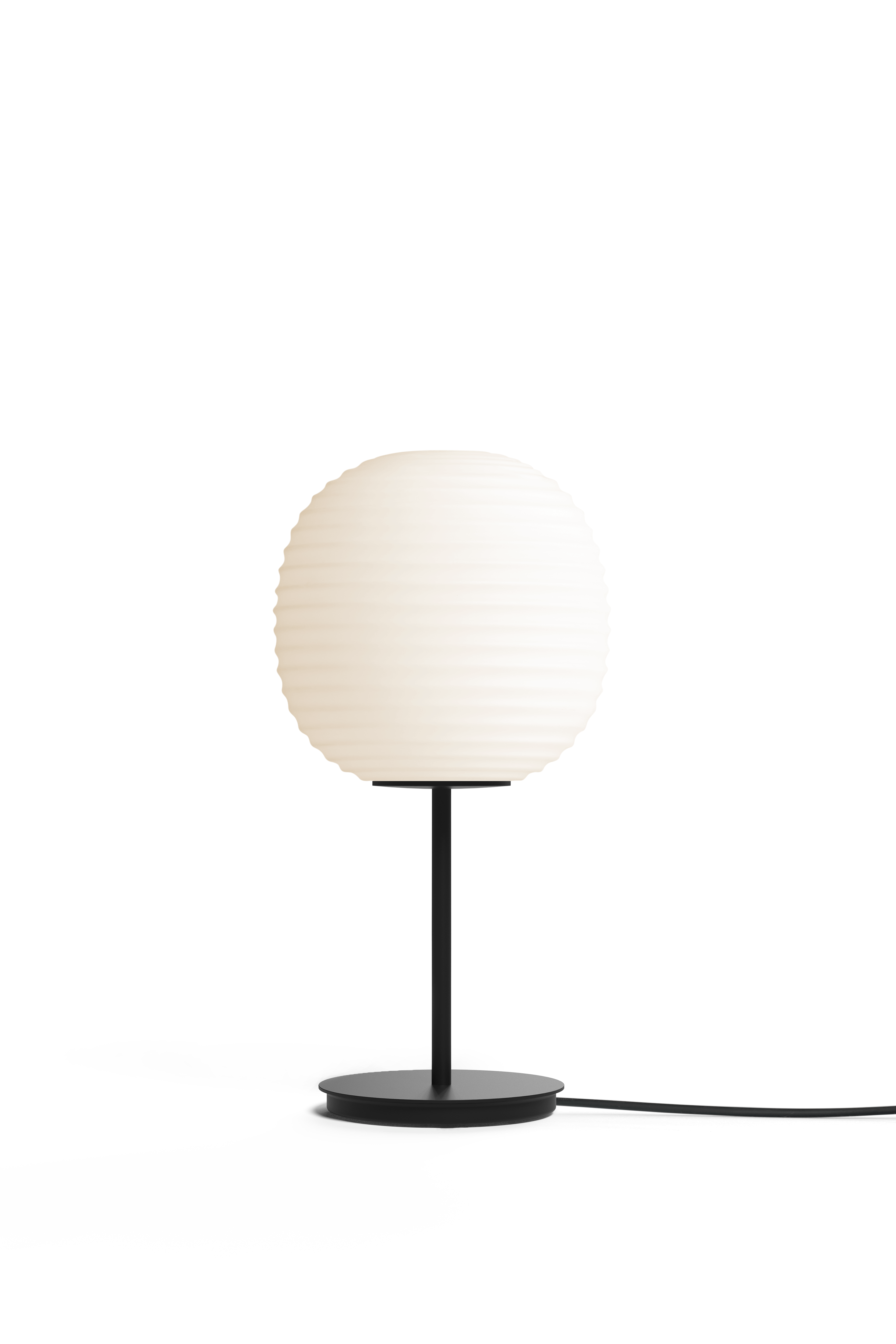 Lantern weiße Tischlampe mit einer schwarzen Basis
