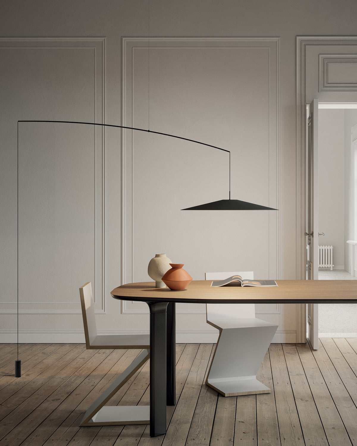 Stehlampe mit ausziehbarem Arm KOINÉ schwarz