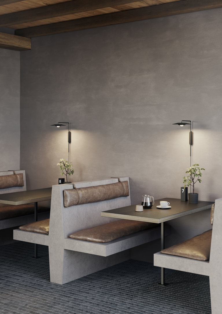 KOINÉ black wall lamp with arm