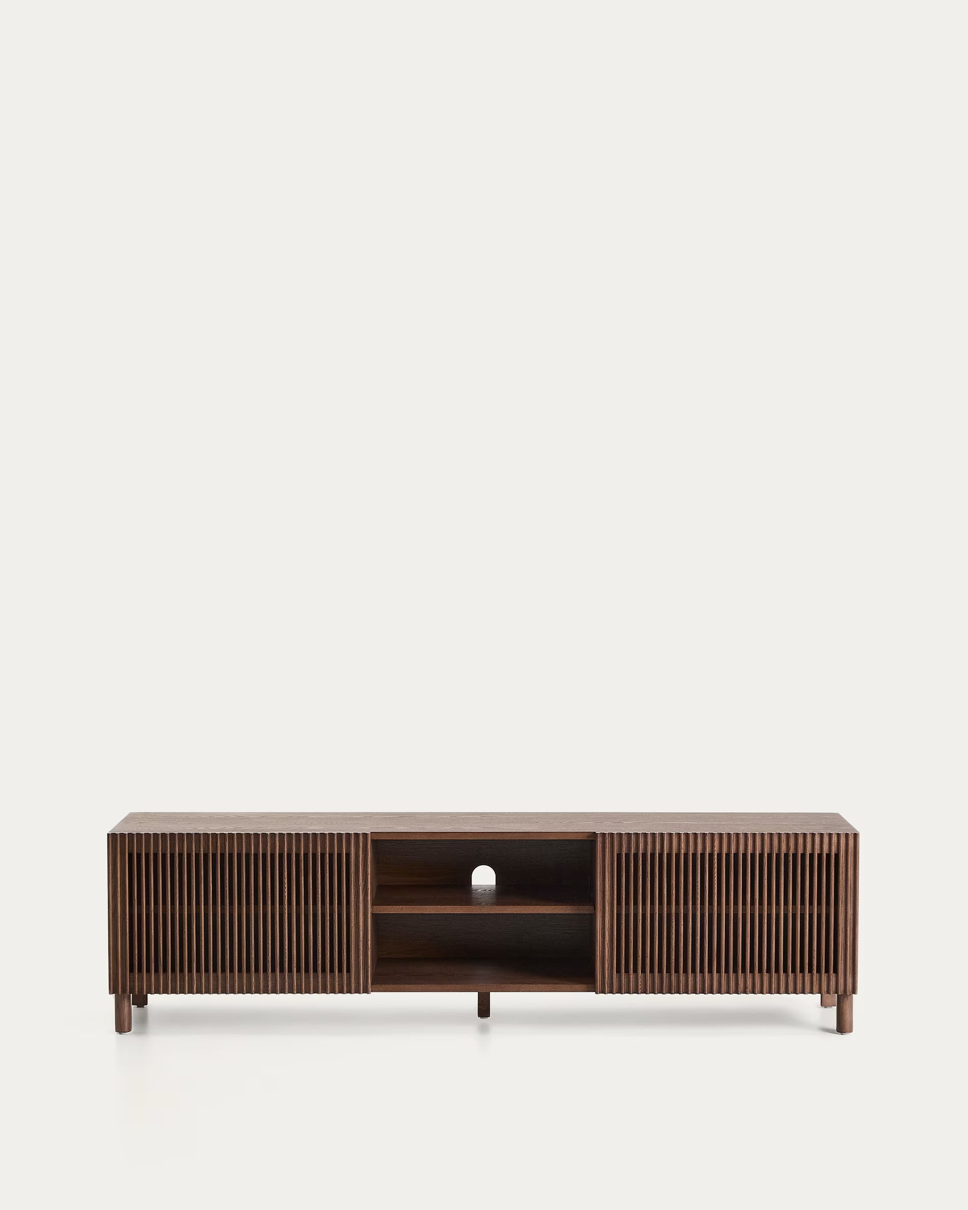 RTV-Sideboard BEYLA aus dunkelbraunem Eschenholz