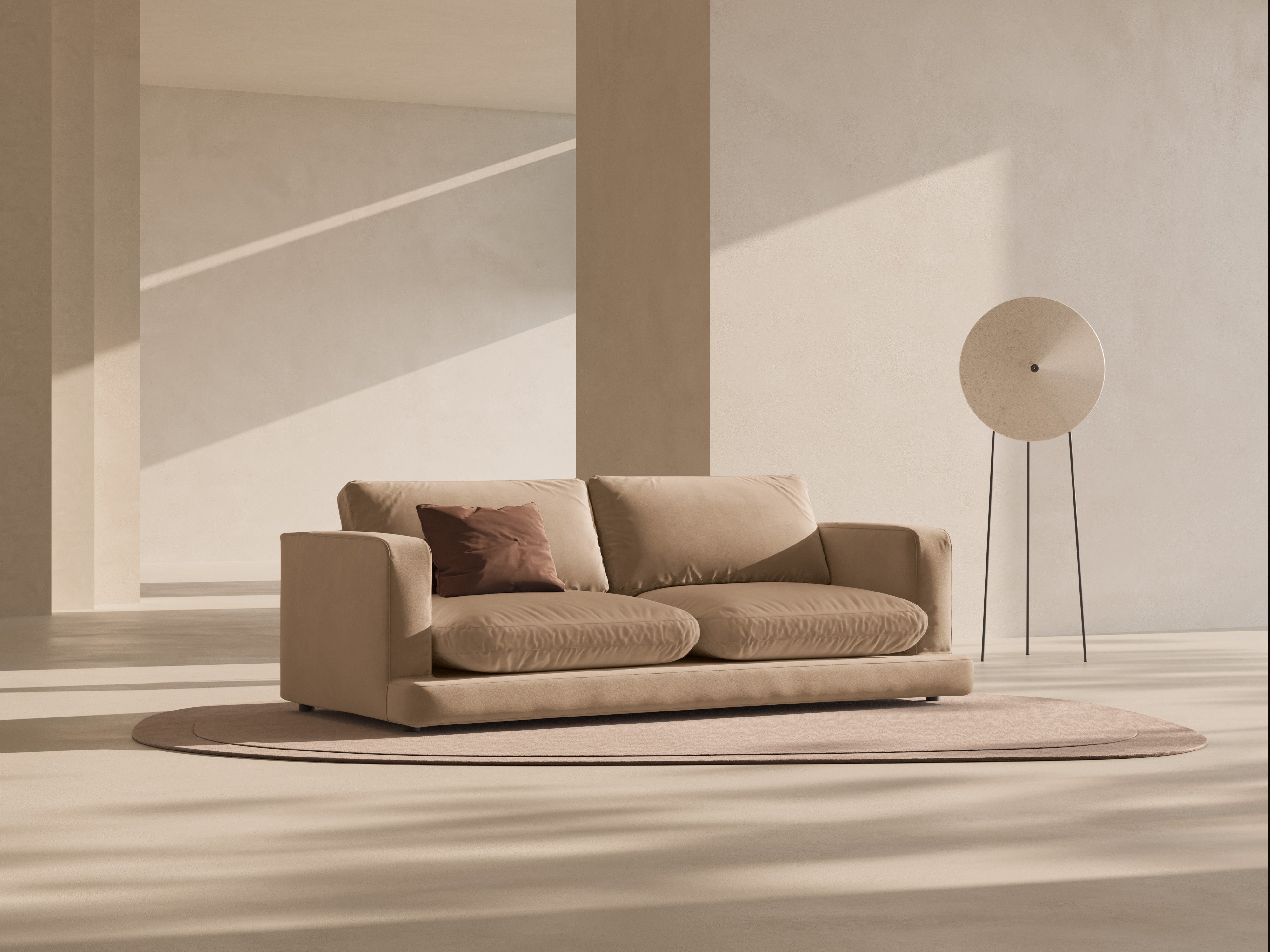 Sofa aus Samt 3-sitzig DAPHNE beige