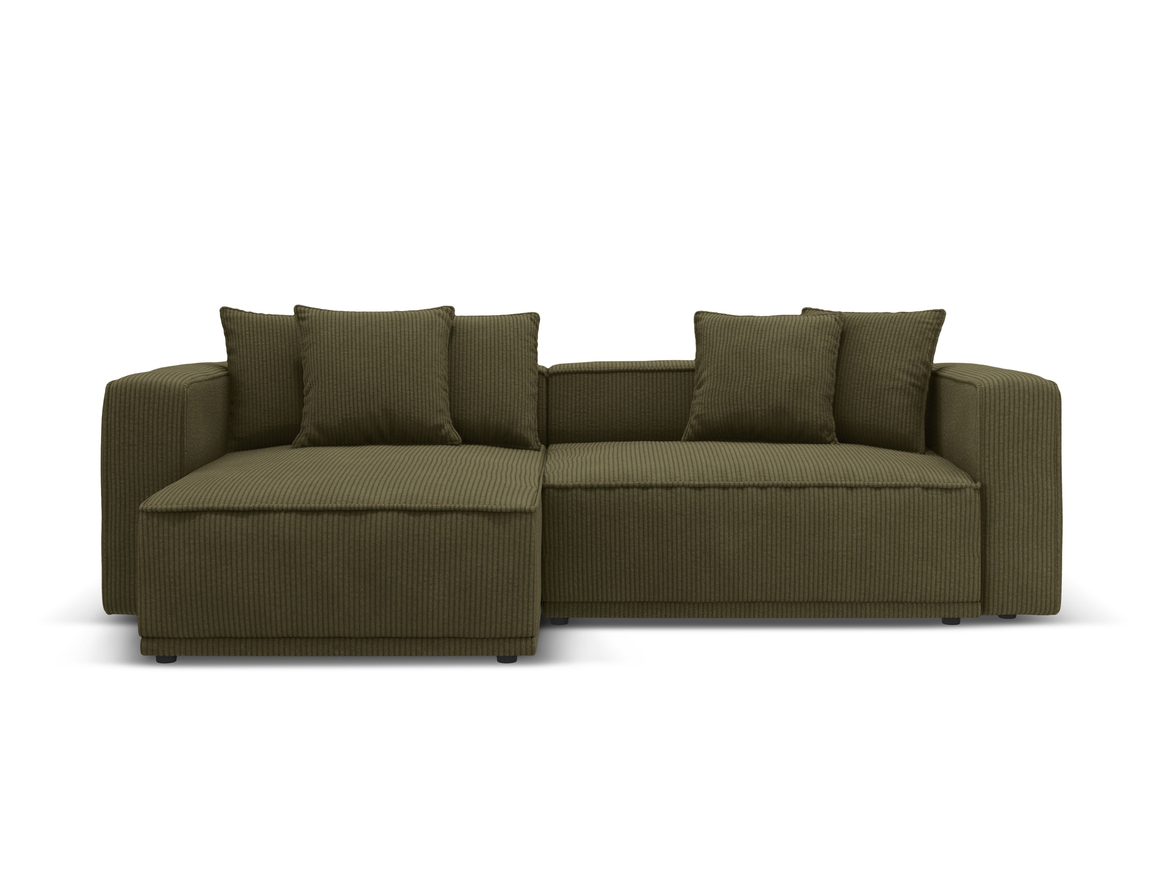 Left-sided corner sofa bed RIBES green corduroy