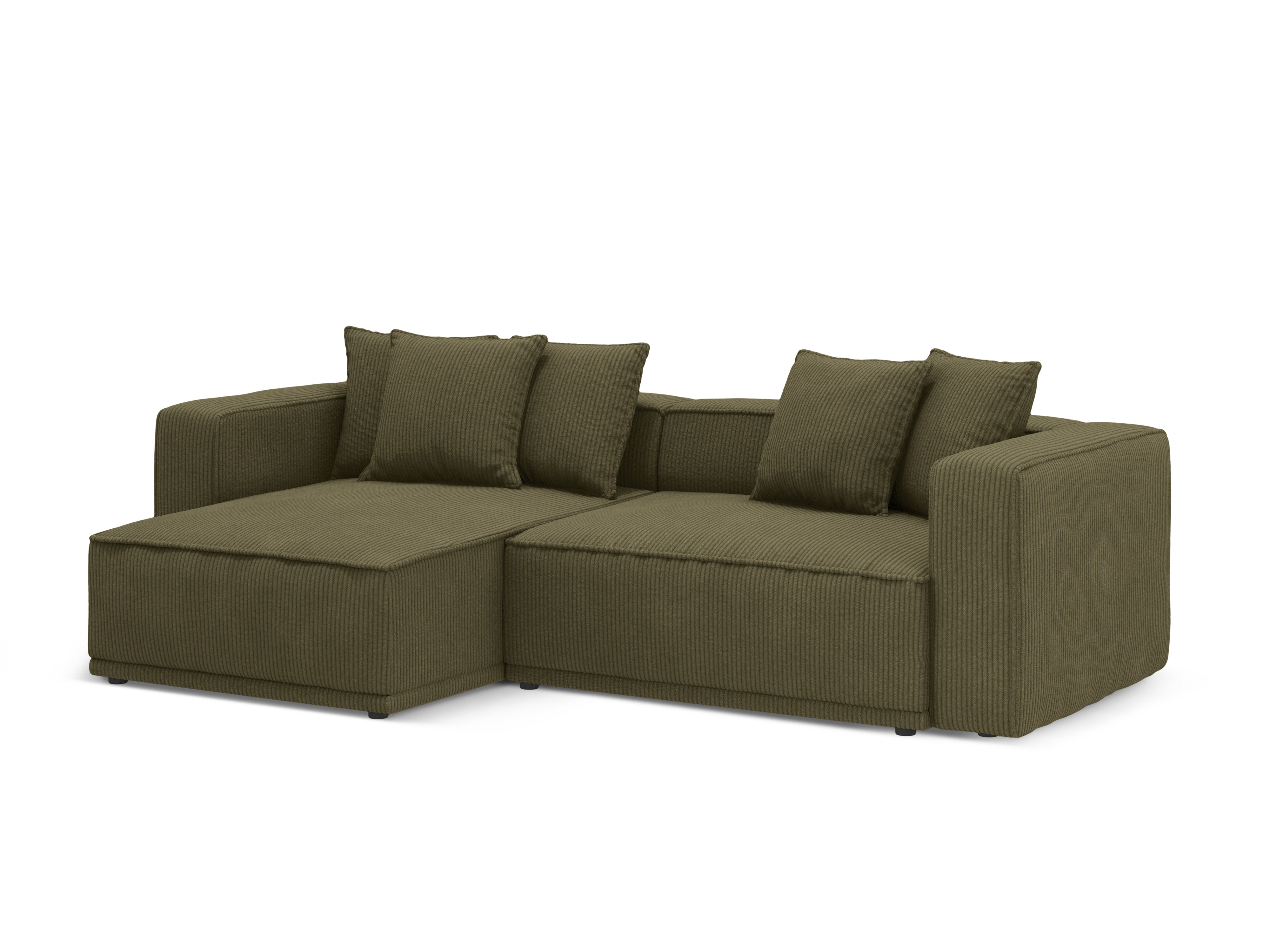 Left-sided corner sofa bed RIBES green corduroy