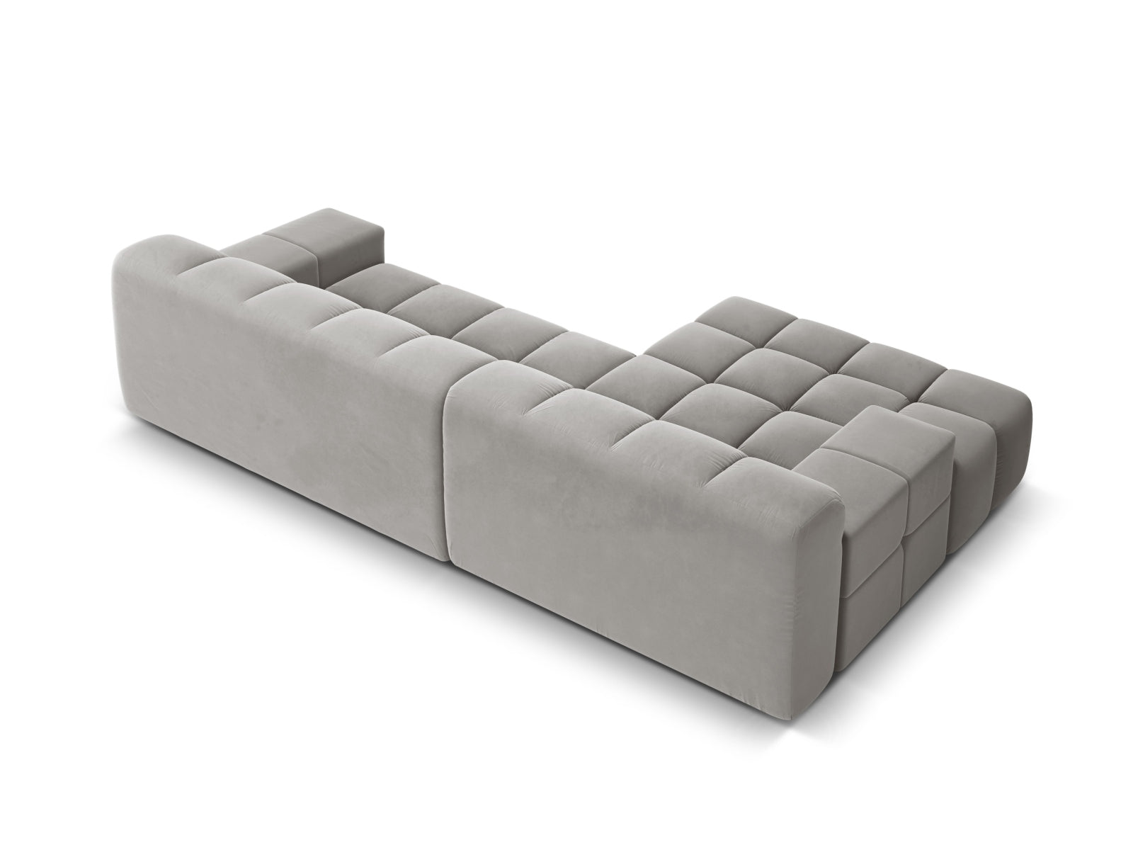Gray left-facing 3-seater velvet corner sofa AGAVE