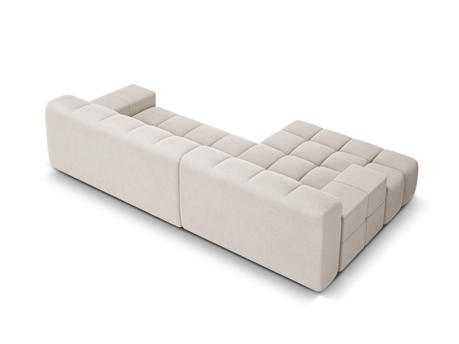 Left-facing 3-seater corner sofa AGAVE light beige chenille