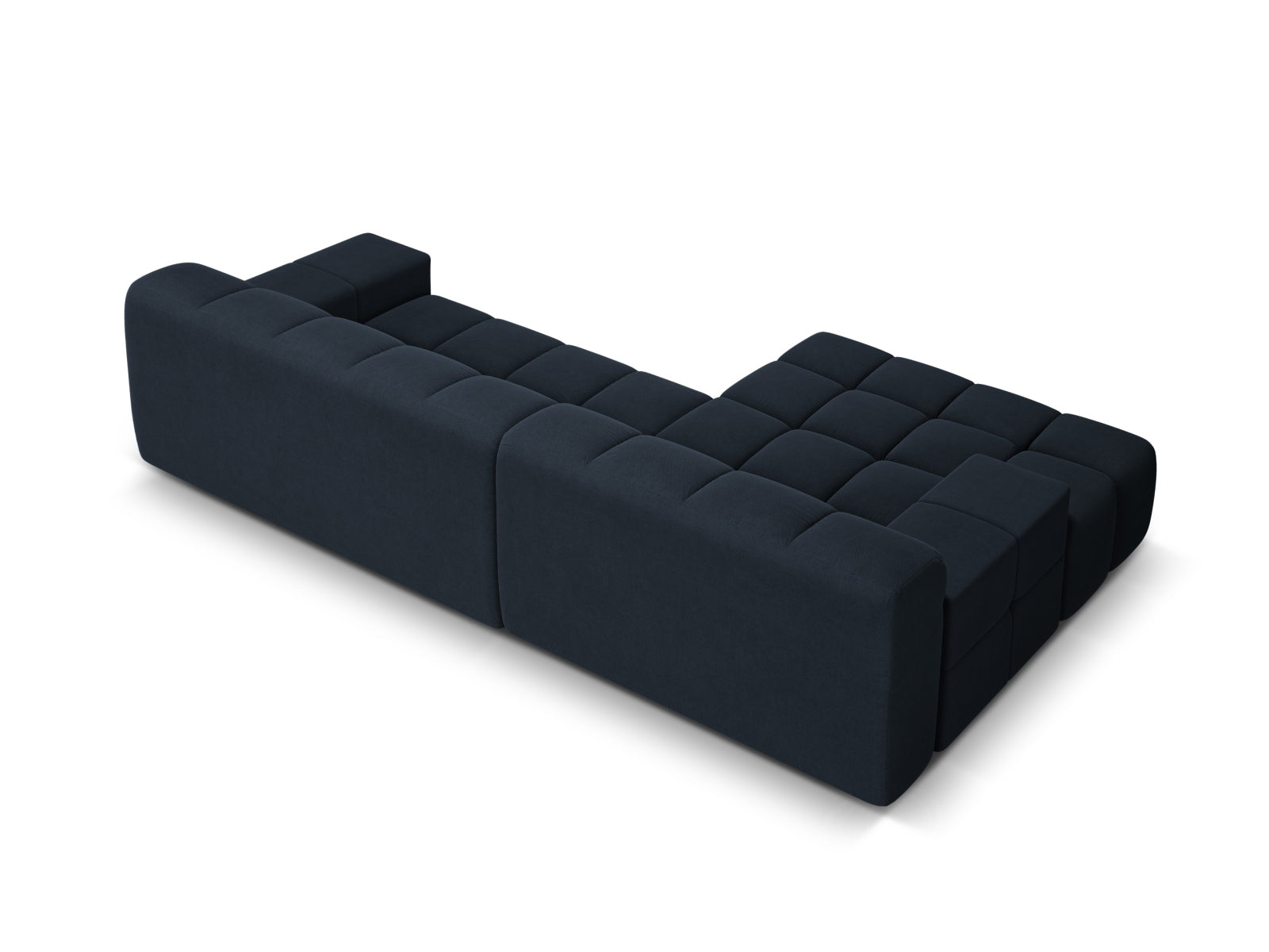 Left-facing 3-seater corner sofa AGAVE navy blue chenille