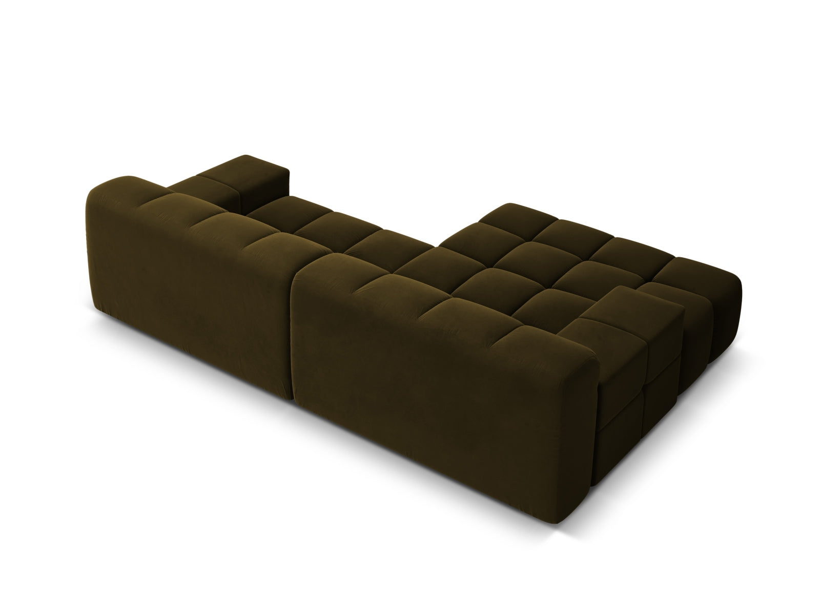 Green left-facing 2-seater velvet corner sofa AGAVE