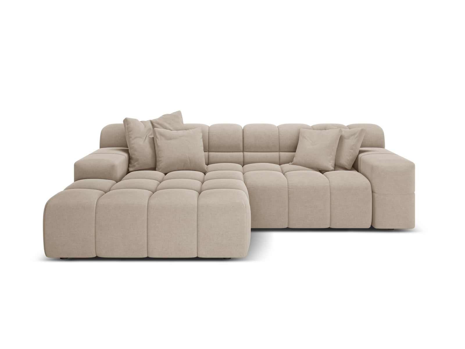 Left-facing 2-seater corner sofa AGAVE beige chenille
