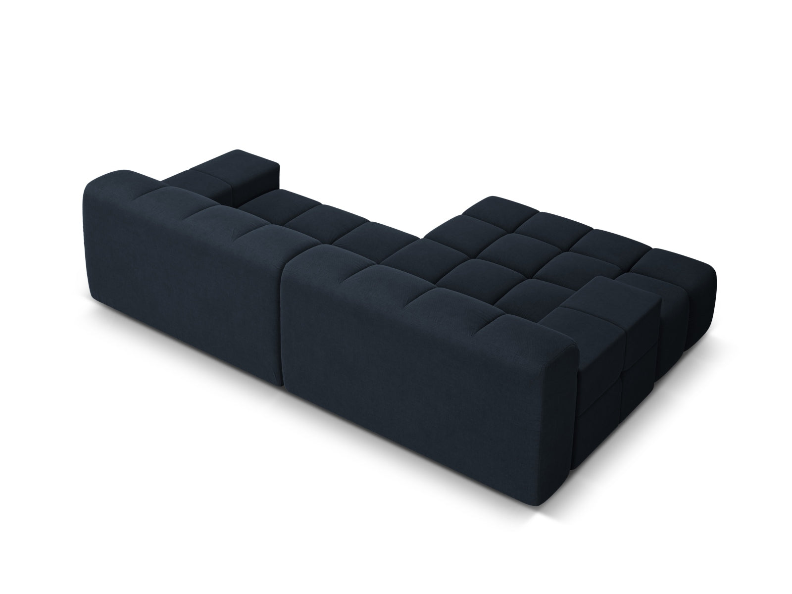 Left-facing 2-seater corner sofa AGAVE in navy chenille