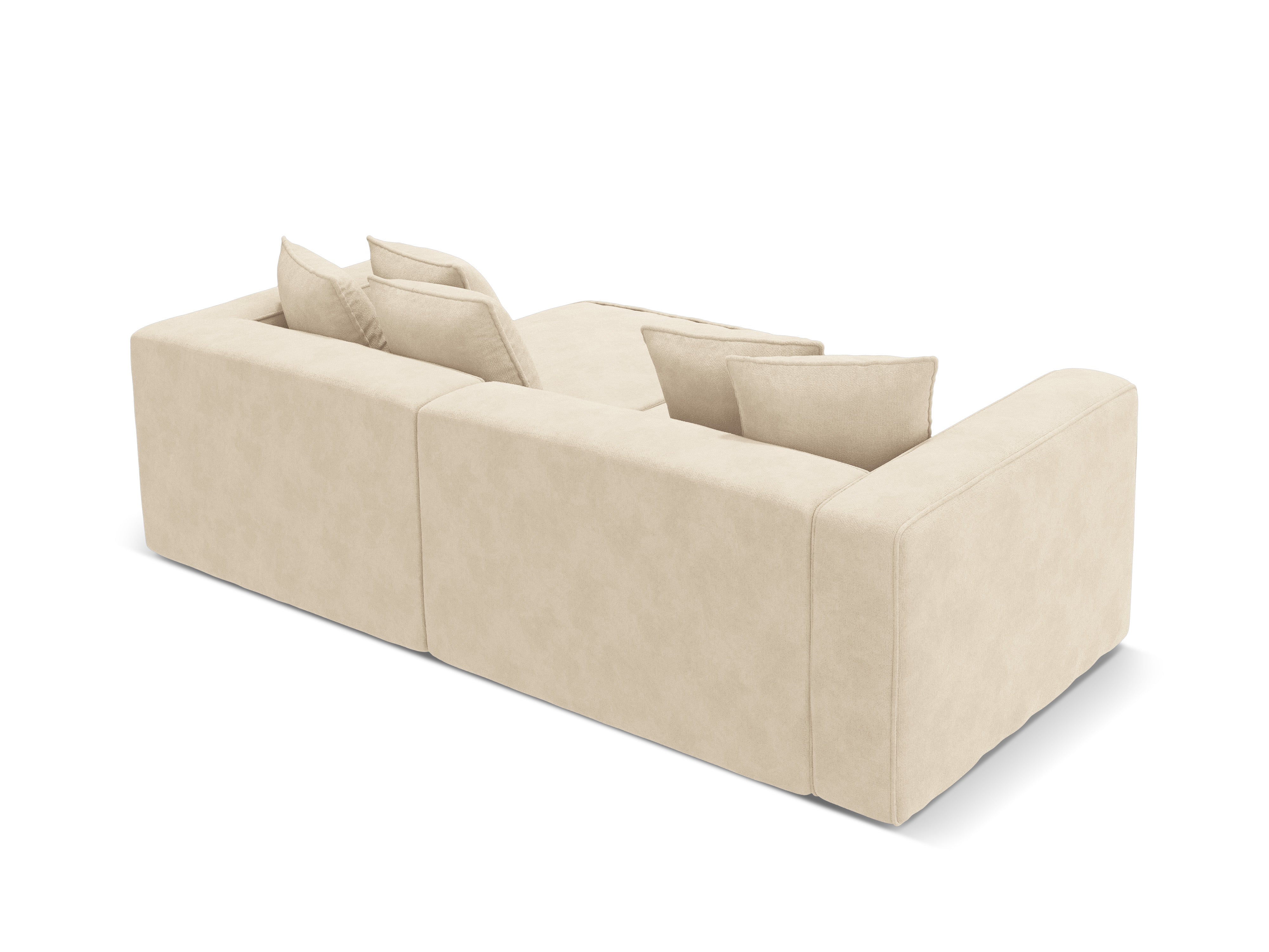 Samt-Ecksofa rechts mit Schlaffunktion RIBES hellbeige