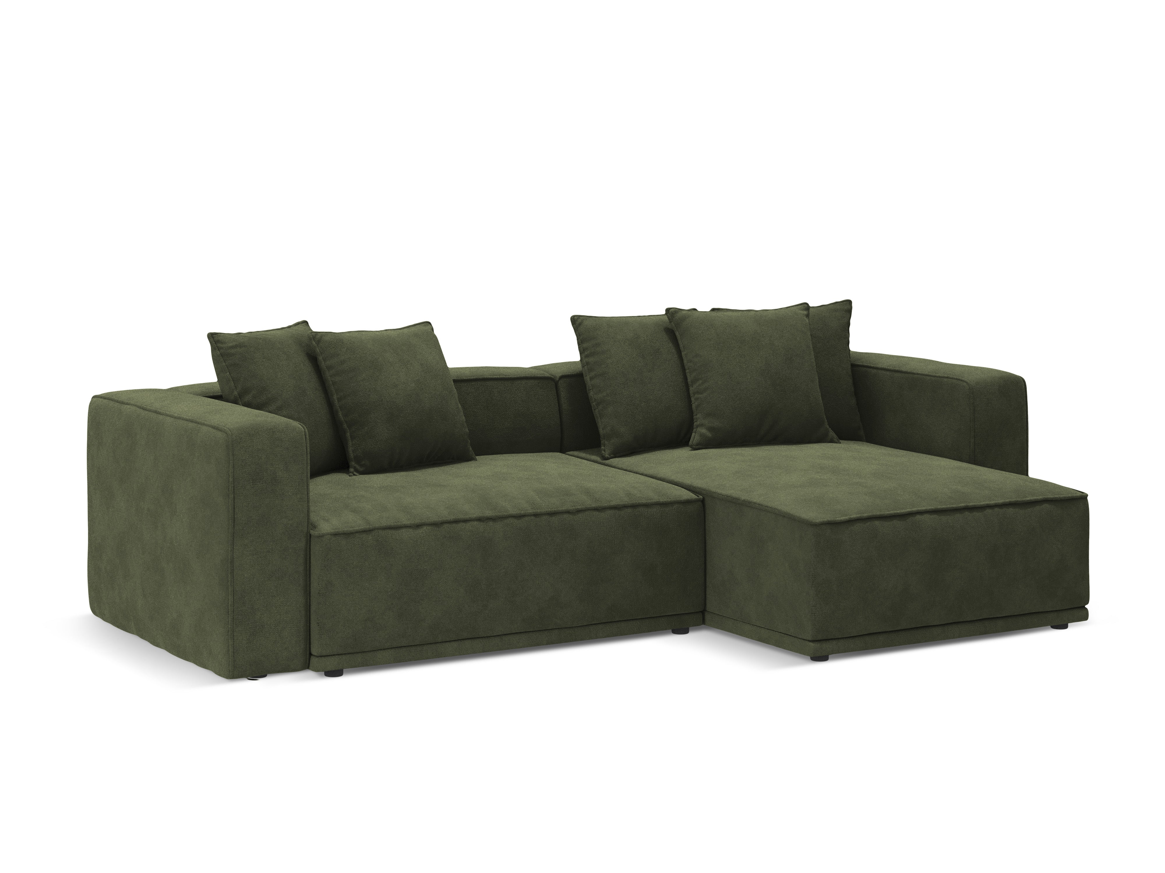 Samt-Ecksofa rechts mit Schlaffunktion RIBES grün