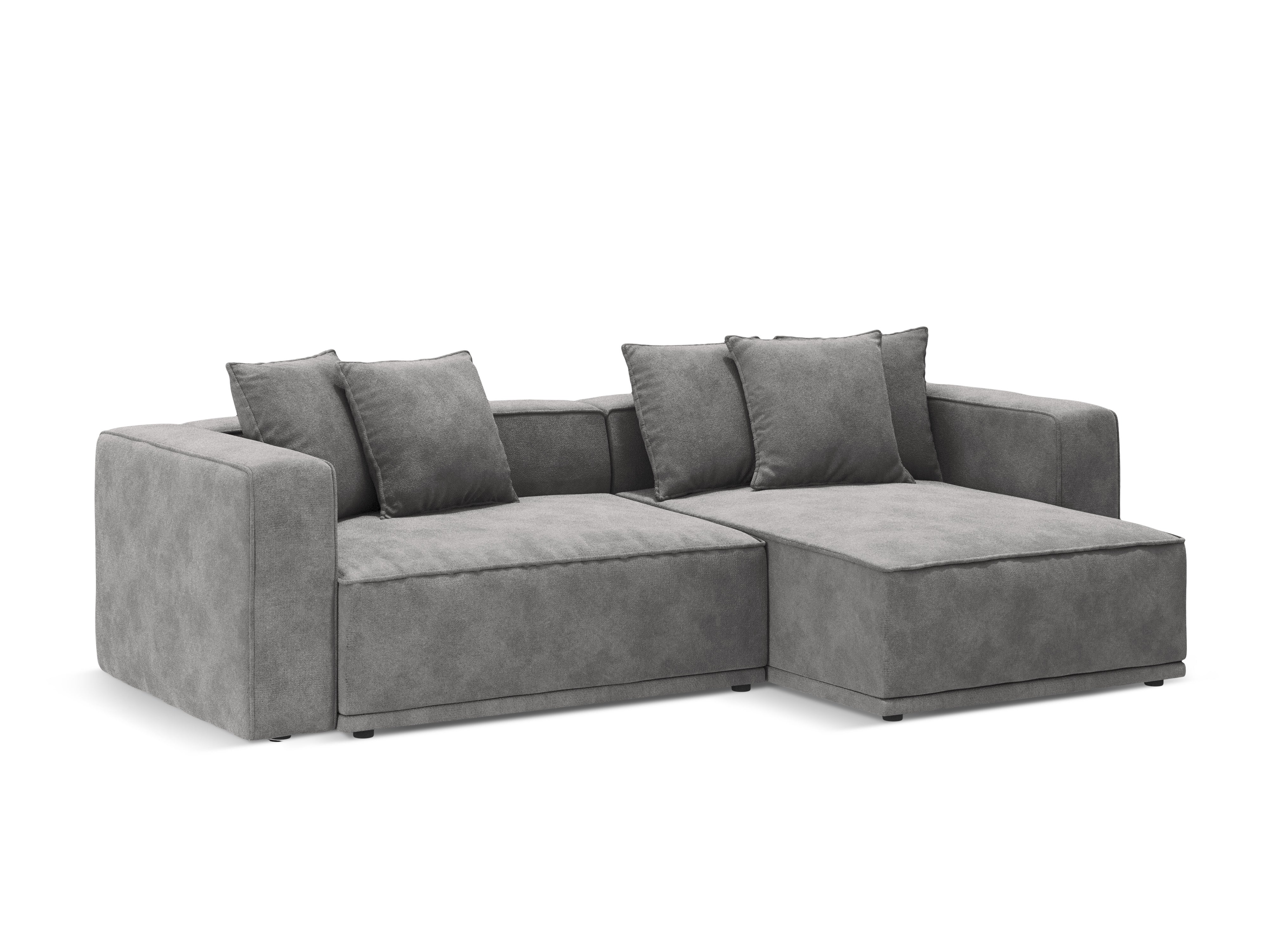 Samt-Ecksofa rechts mit Schlaffunktion RIBES grau