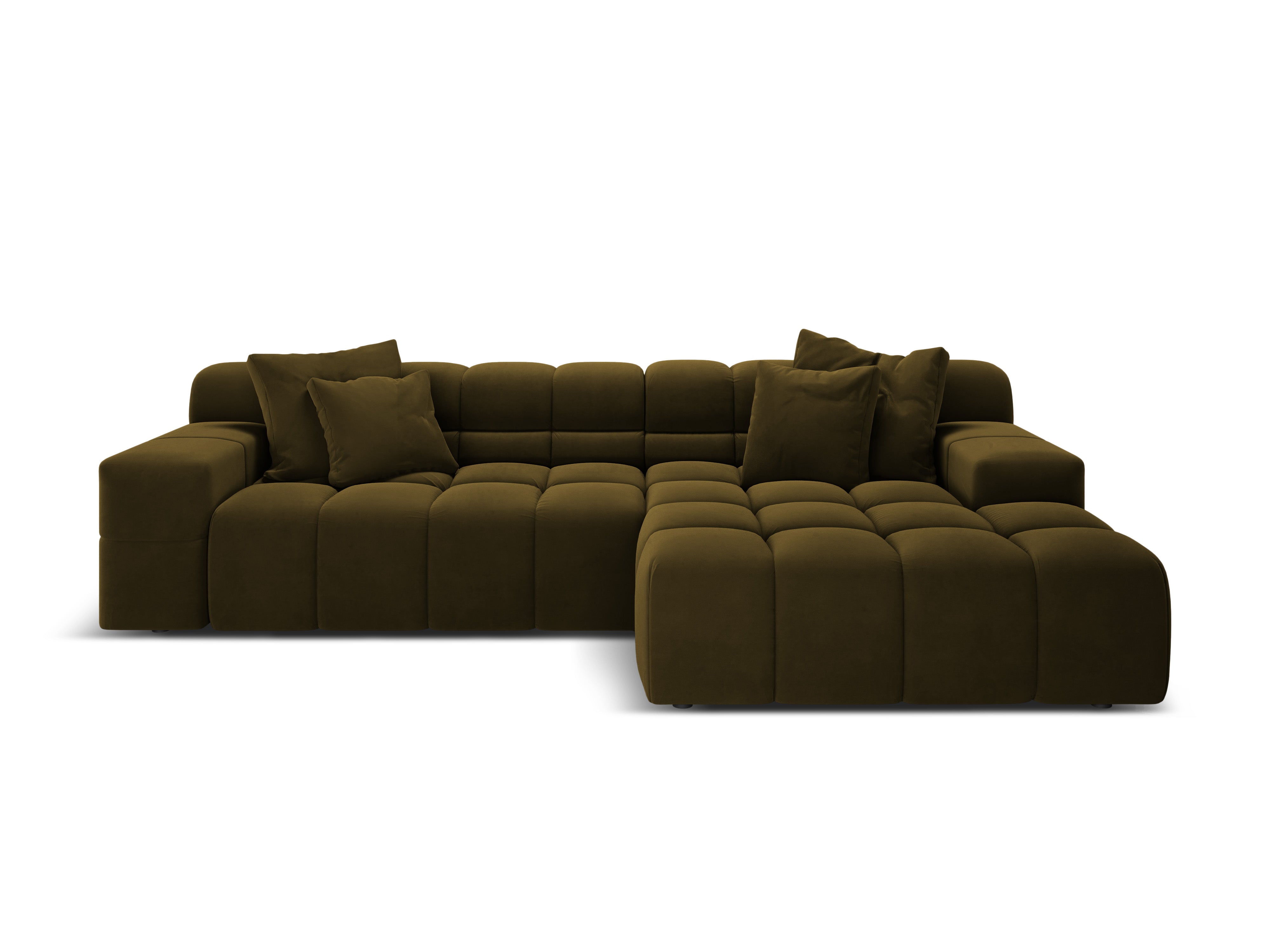 Green right-facing 3-seater velvet corner sofa AGAVE