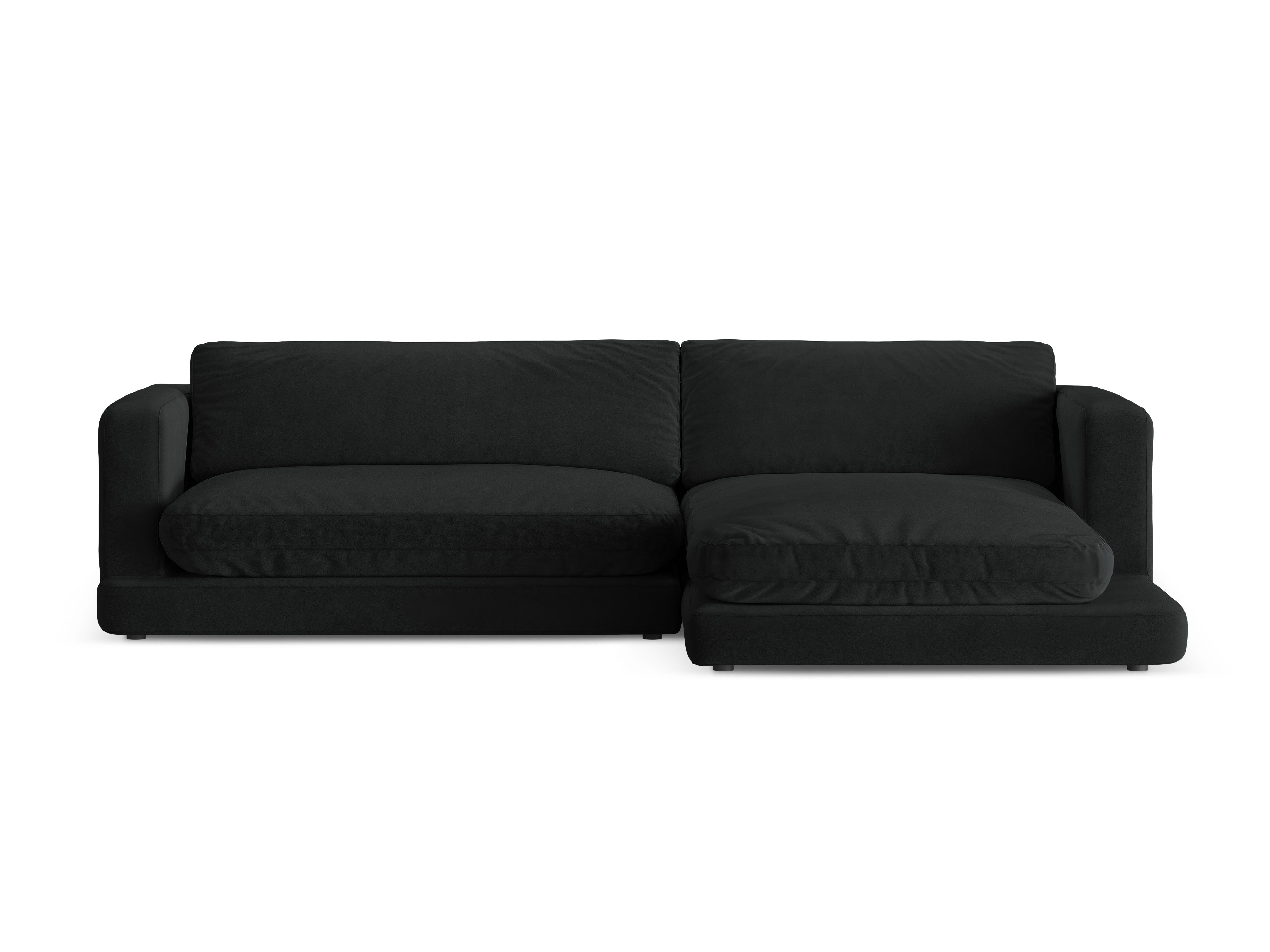 Right-facing velvet corner sofa DAPHNE black