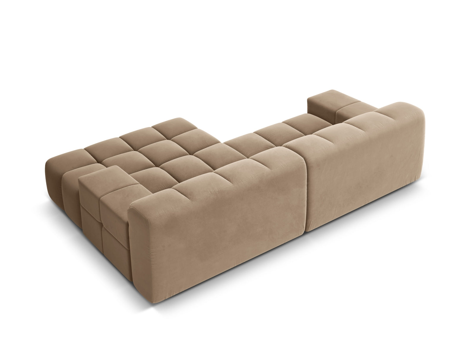 Right-facing 2-seater velvet corner sofa AGAVE beige