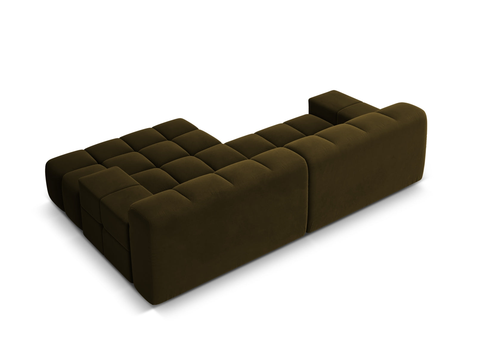 Green Right-Hand Velvet 2-Seater Sofa AGAVE