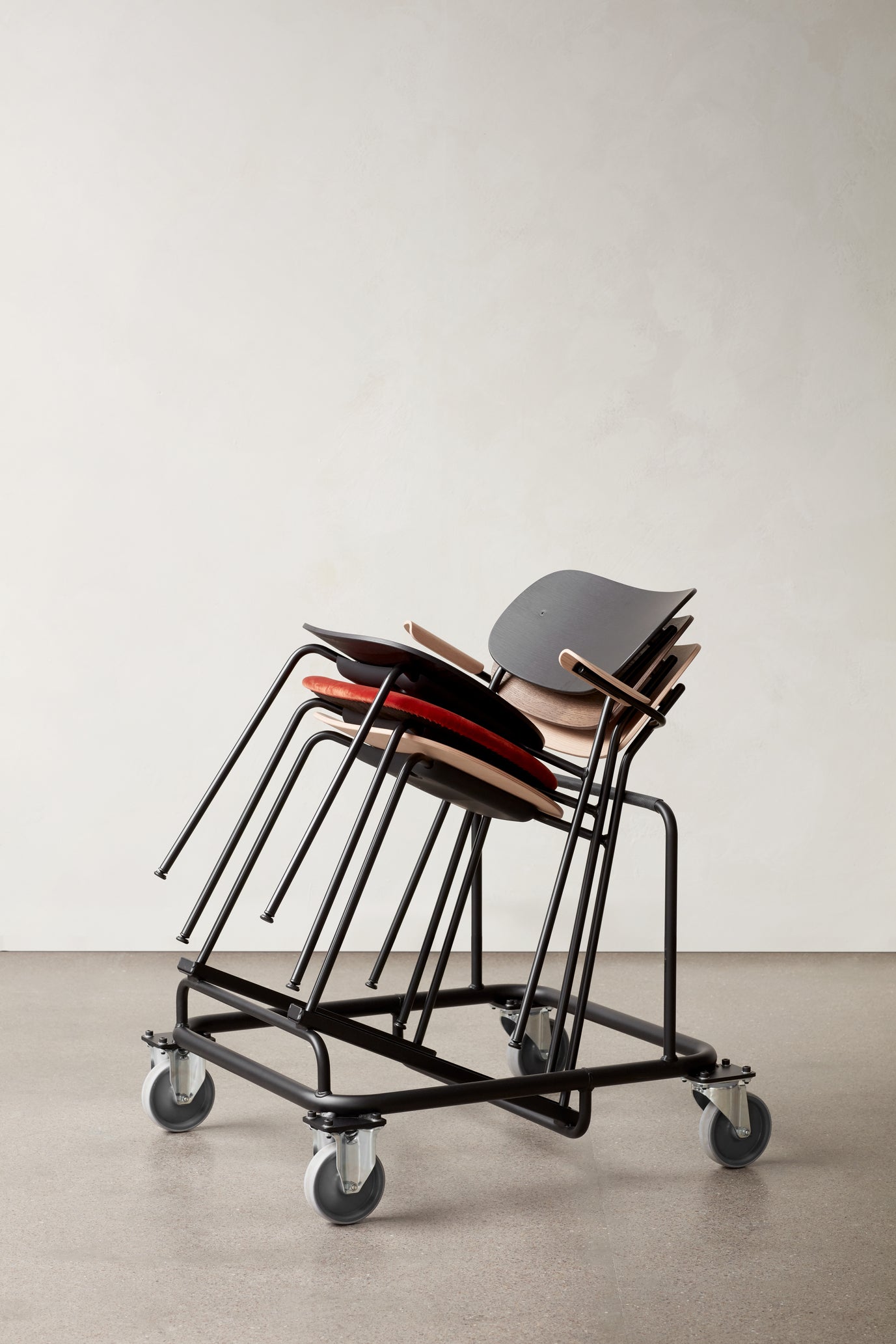 CO Armchair with Armrests Dark Oak Veneer with Black Base