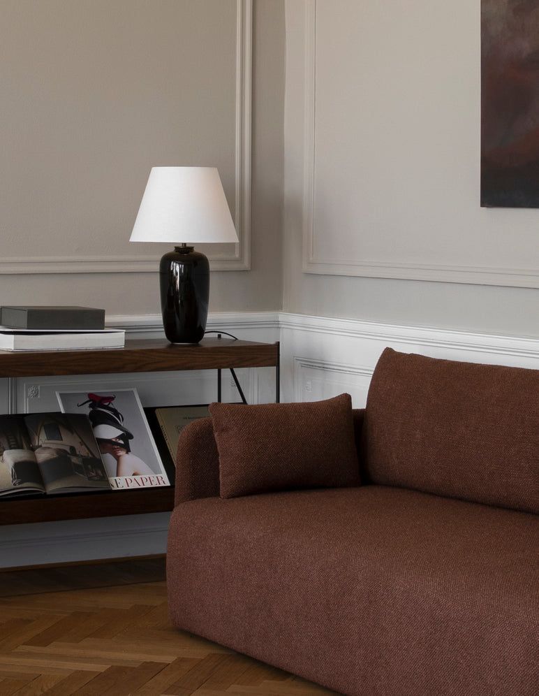 ZET shelf in dark oak wood with a black frame