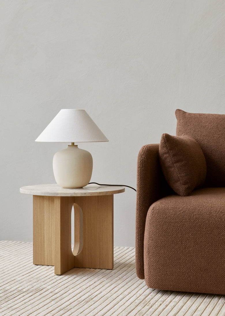 ANDROGYNE side table white marble with walnut base
