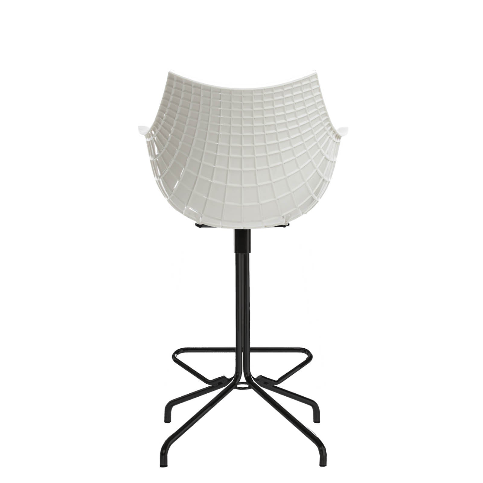 White Meridiana Hocker mit einer schwarzen Basis