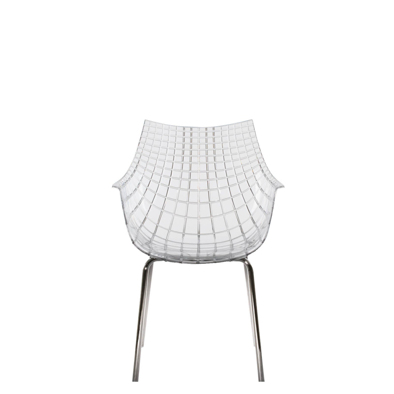 Transparent meridiana chair with a chrome base