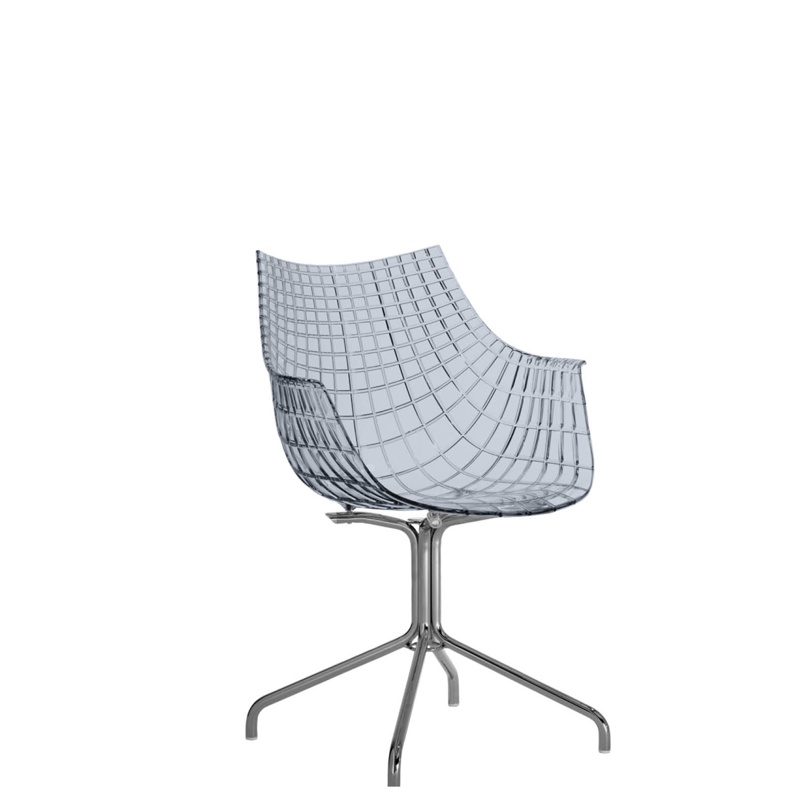 Meridiana chair smoked with a chrome base