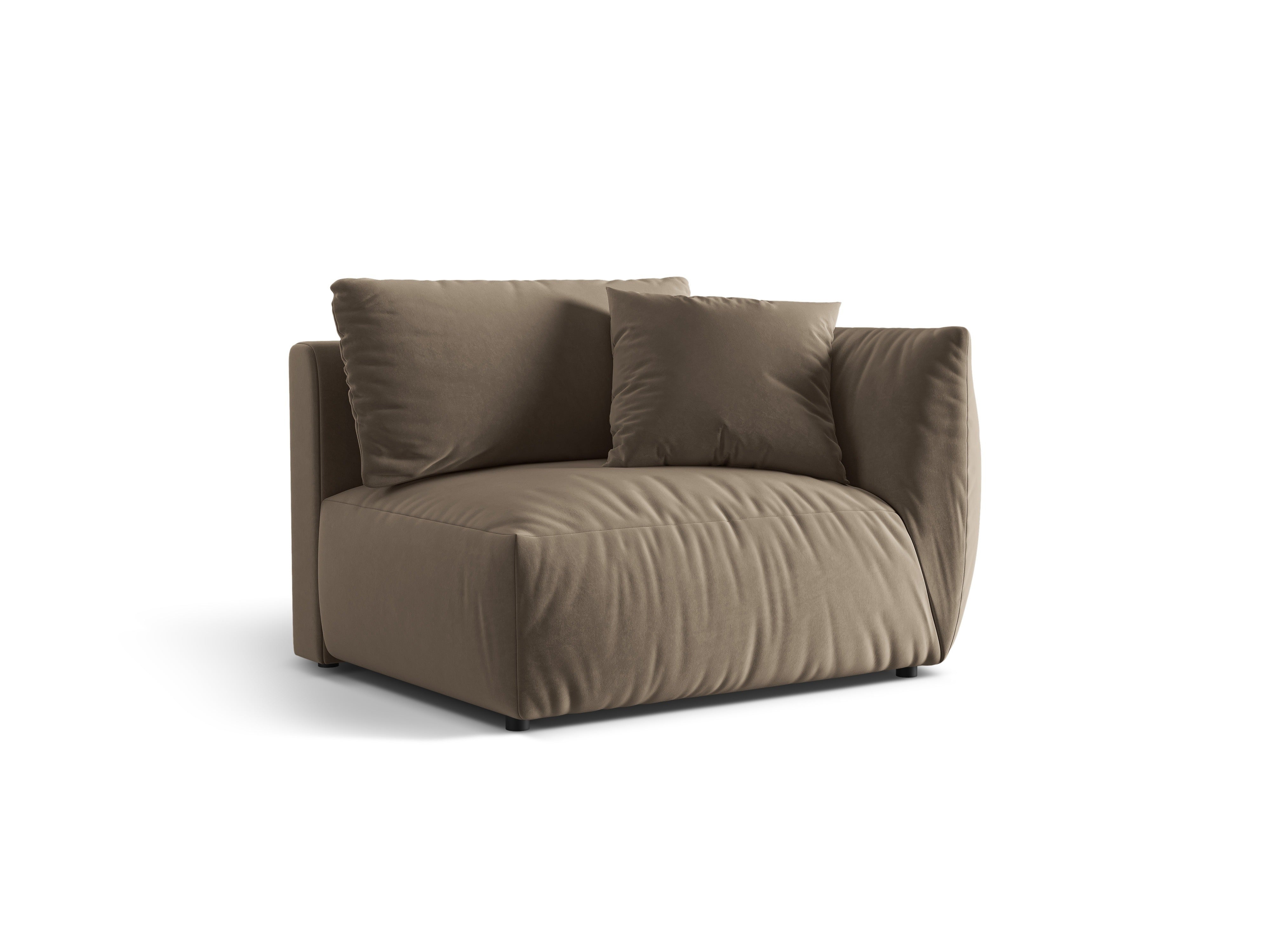 Modulares Samtsofa CHRIS - rechte Element in hellbraun