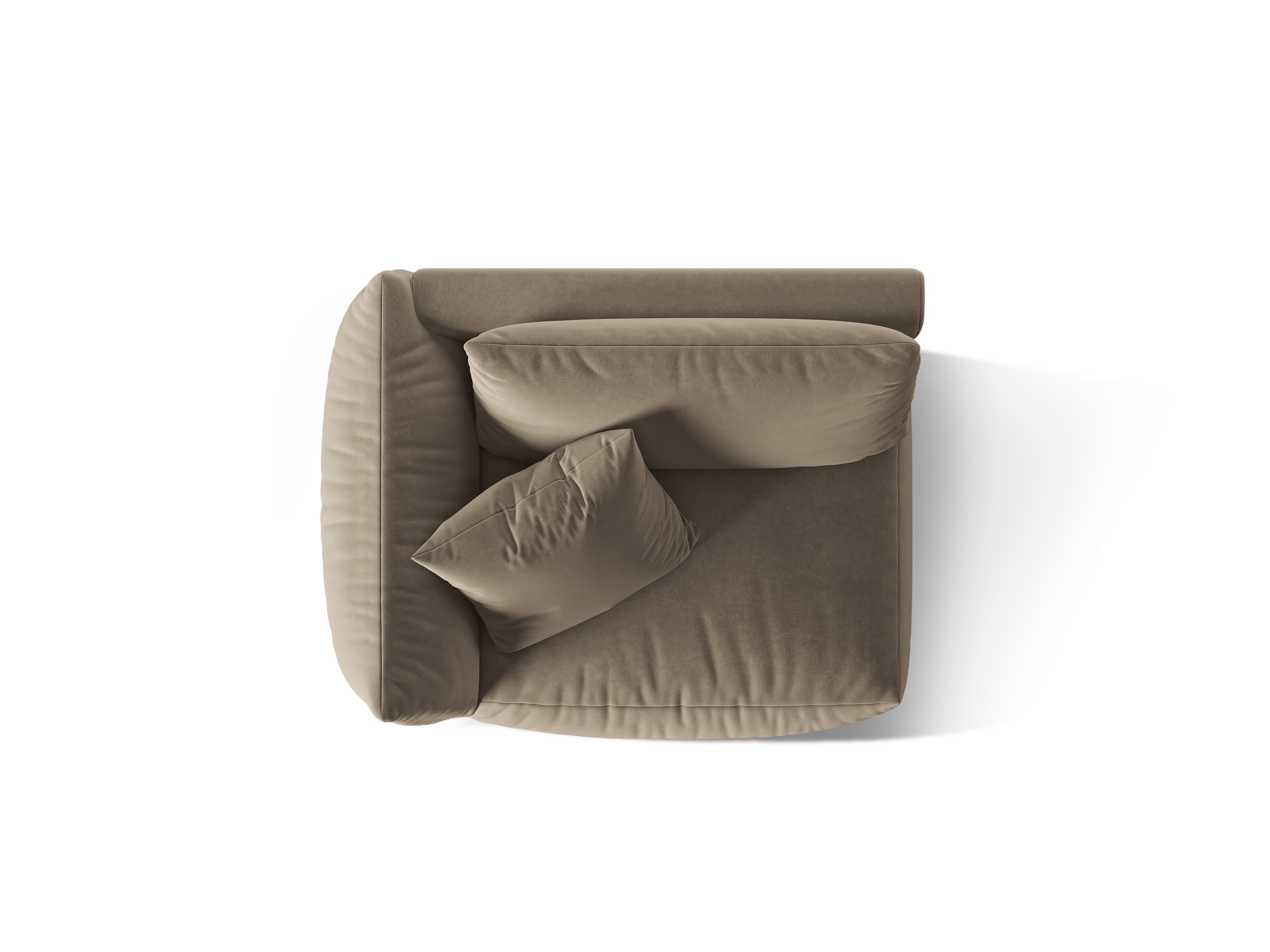 Modulares Samtsofa CHRIS - linkes Element in Hellbraun