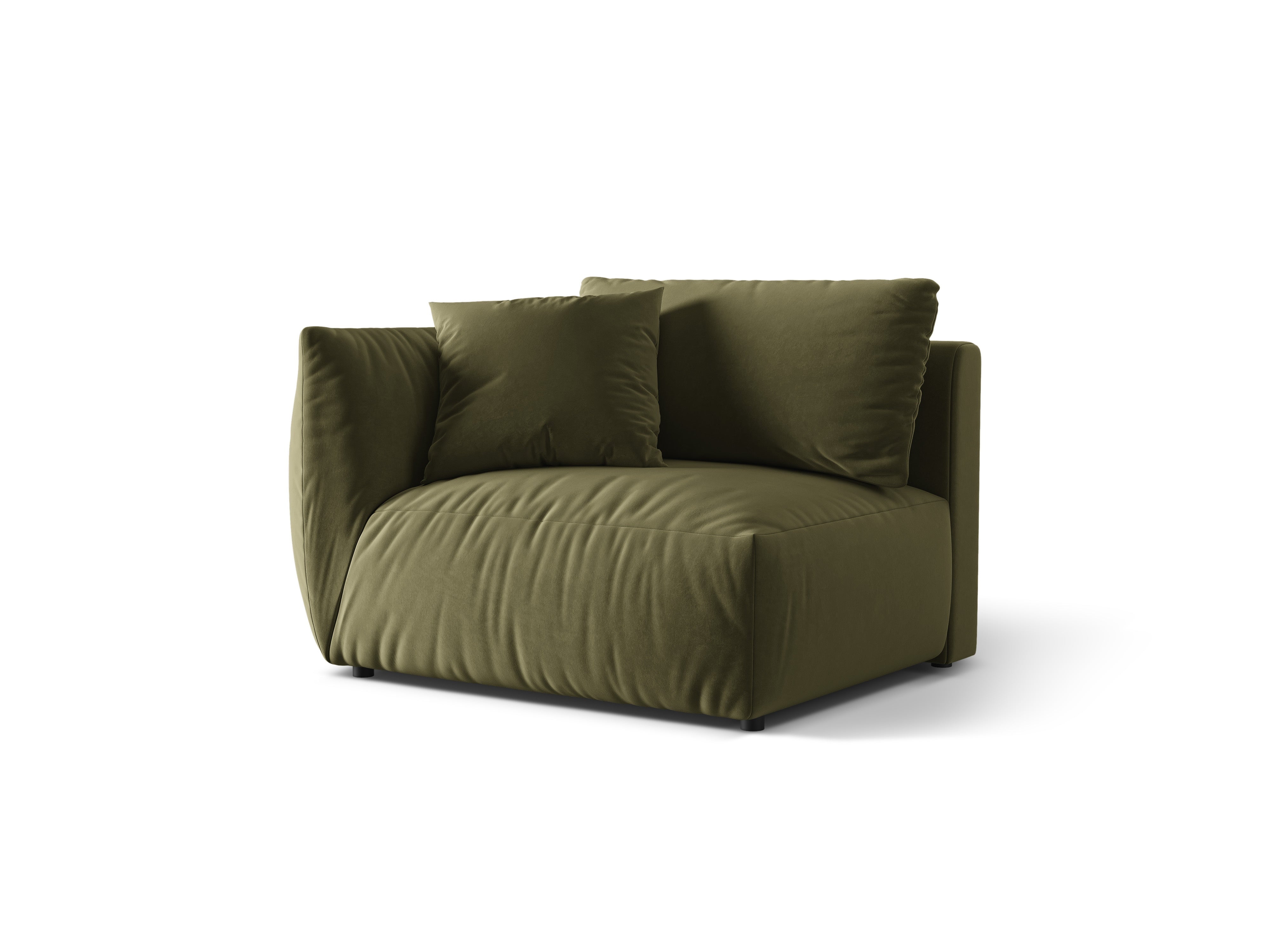 Modulares Samtsofa CHRIS - breites Element links in Hellgrün