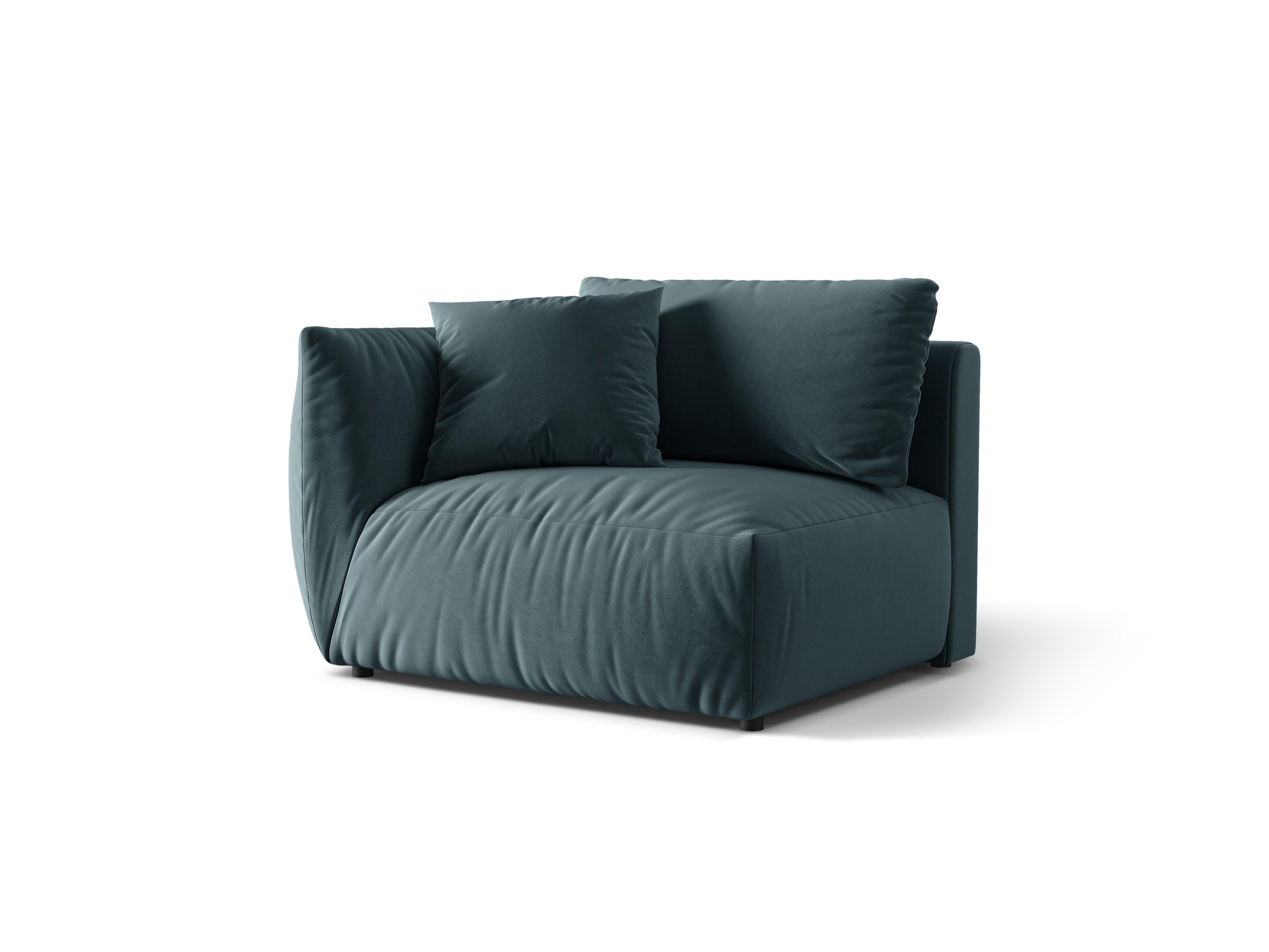 Modulares Samtsofa CHRIS - breites linkes Element in Hellblau
