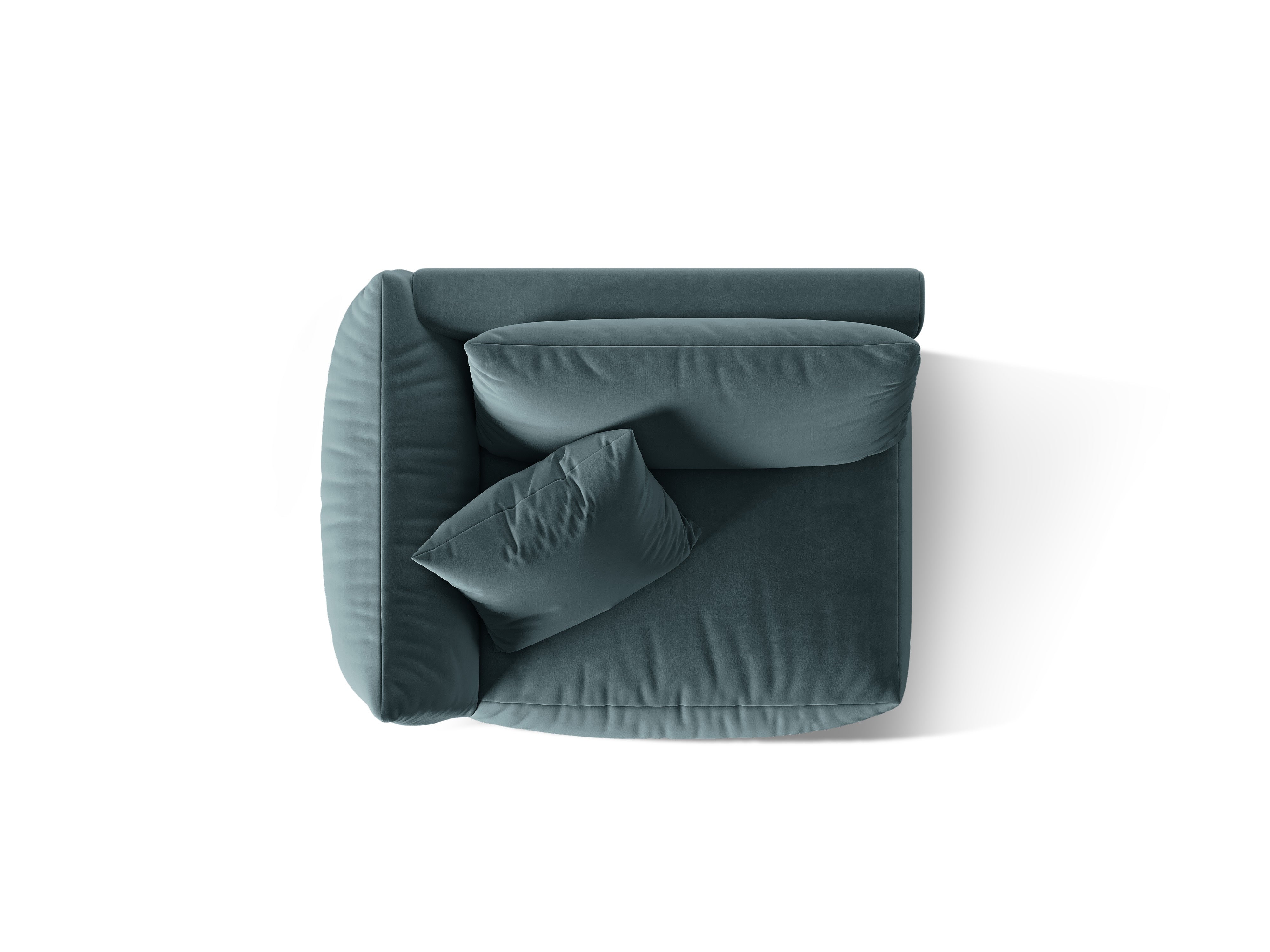 Modulares Samtsofa CHRIS - breites linkes Element in Hellblau