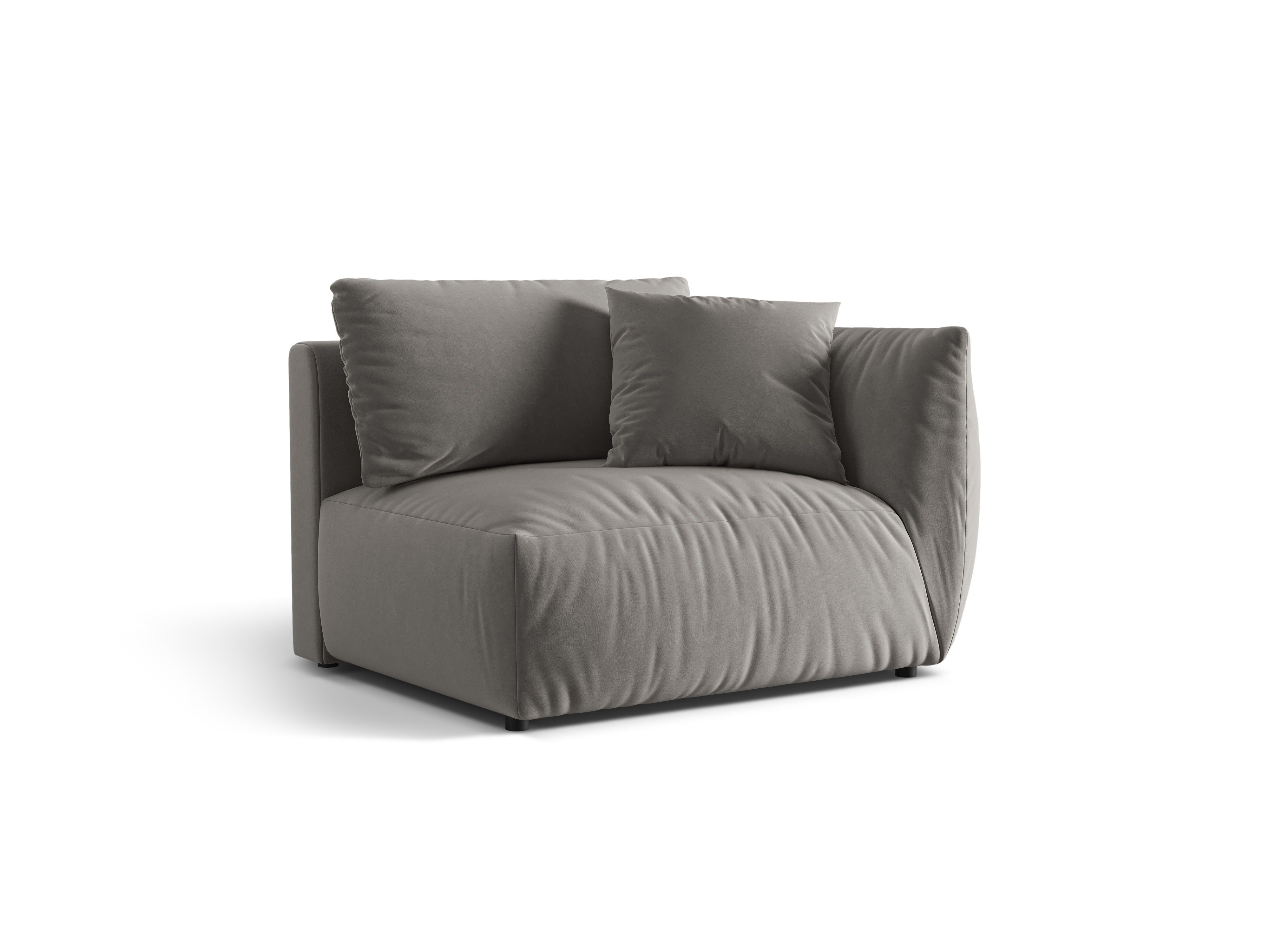Modulares Samtsofa CHRIS - breites rechte Element in Grau