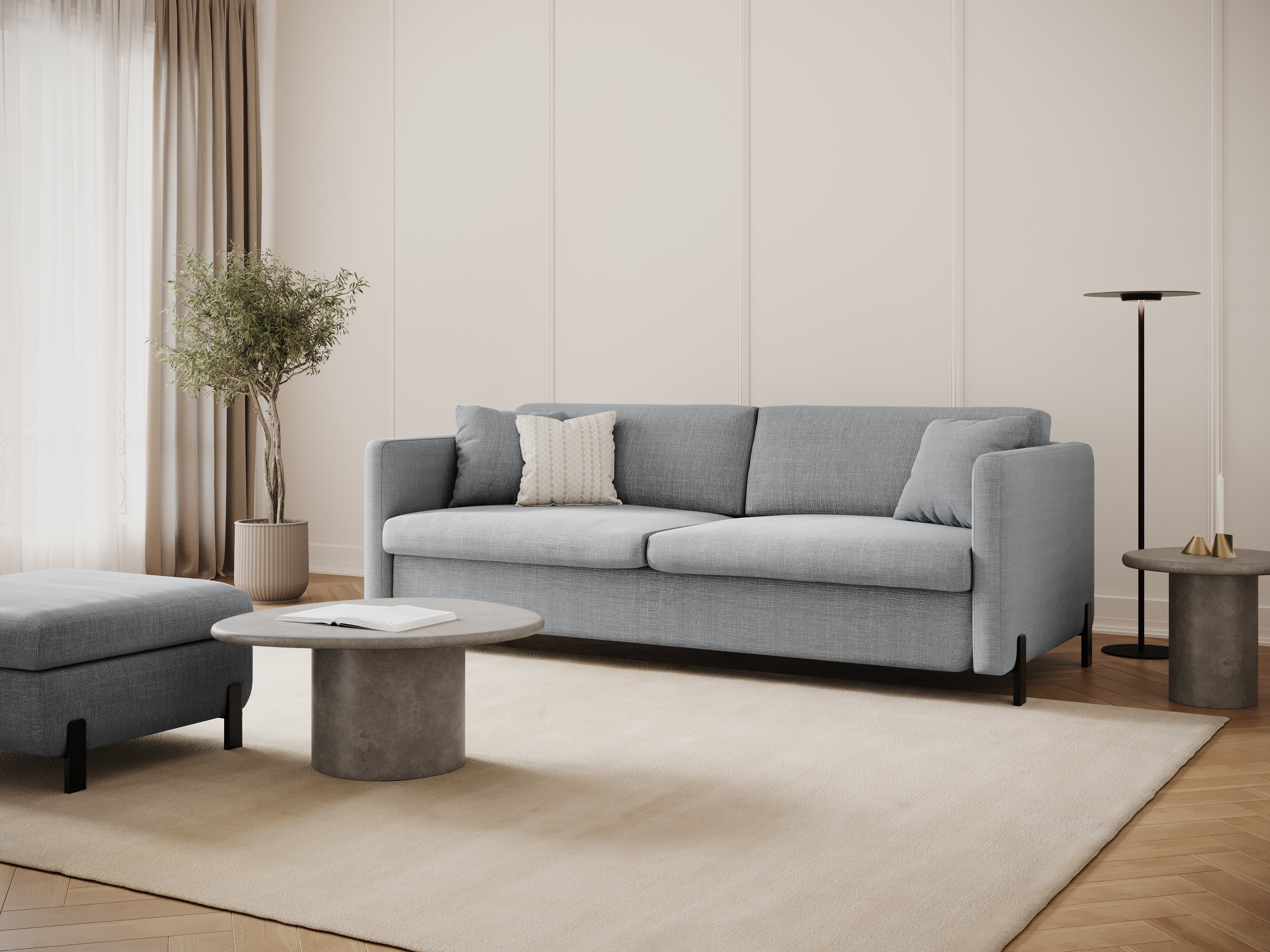 Sofa with bed function, "Gloria", 2 Seats, Light Gray, 182x102x80
Made in Europe