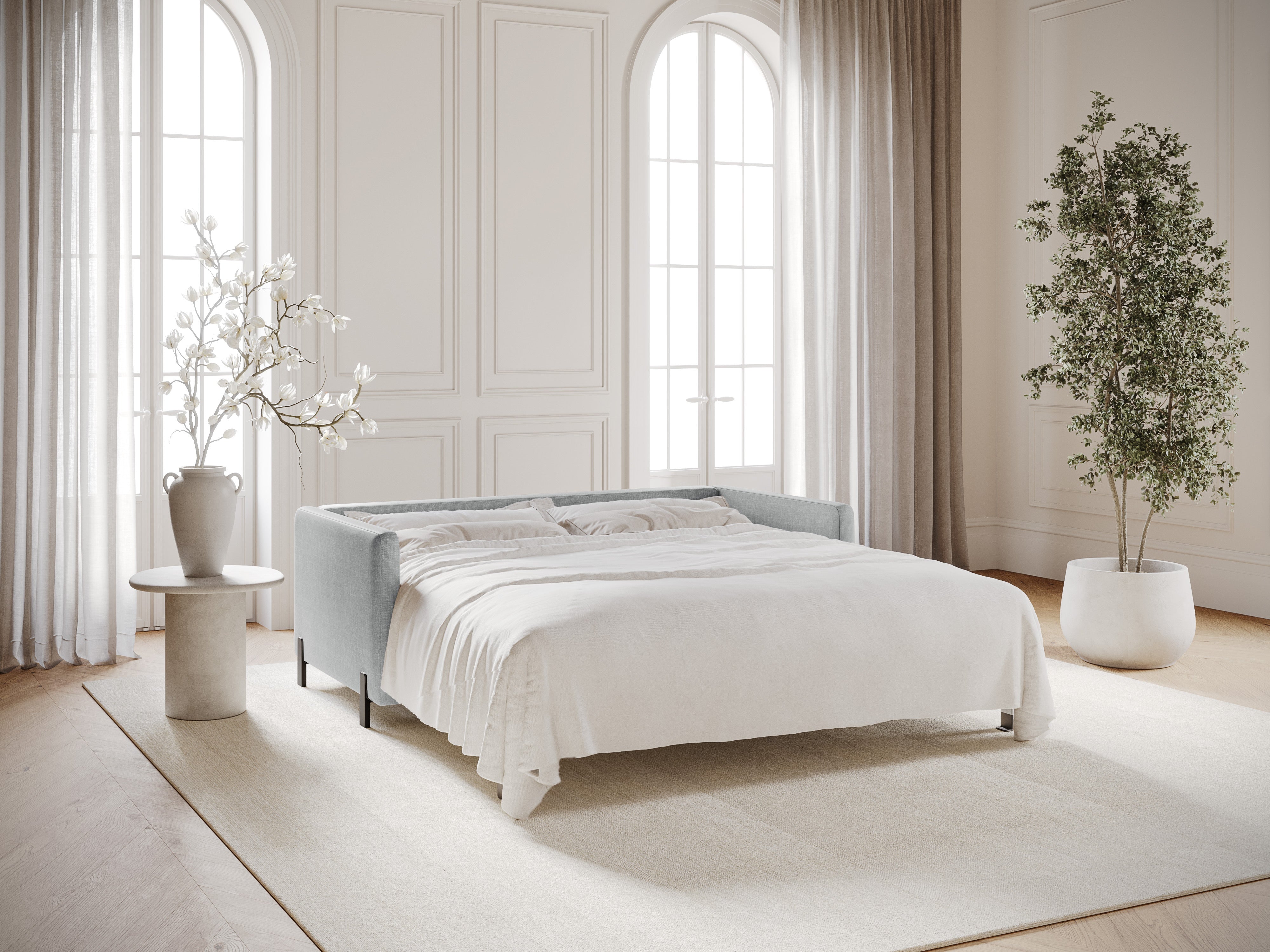 Sofa with bed function, "Gloria", 2 Seats, Light Gray, 182x102x80
Made in Europe