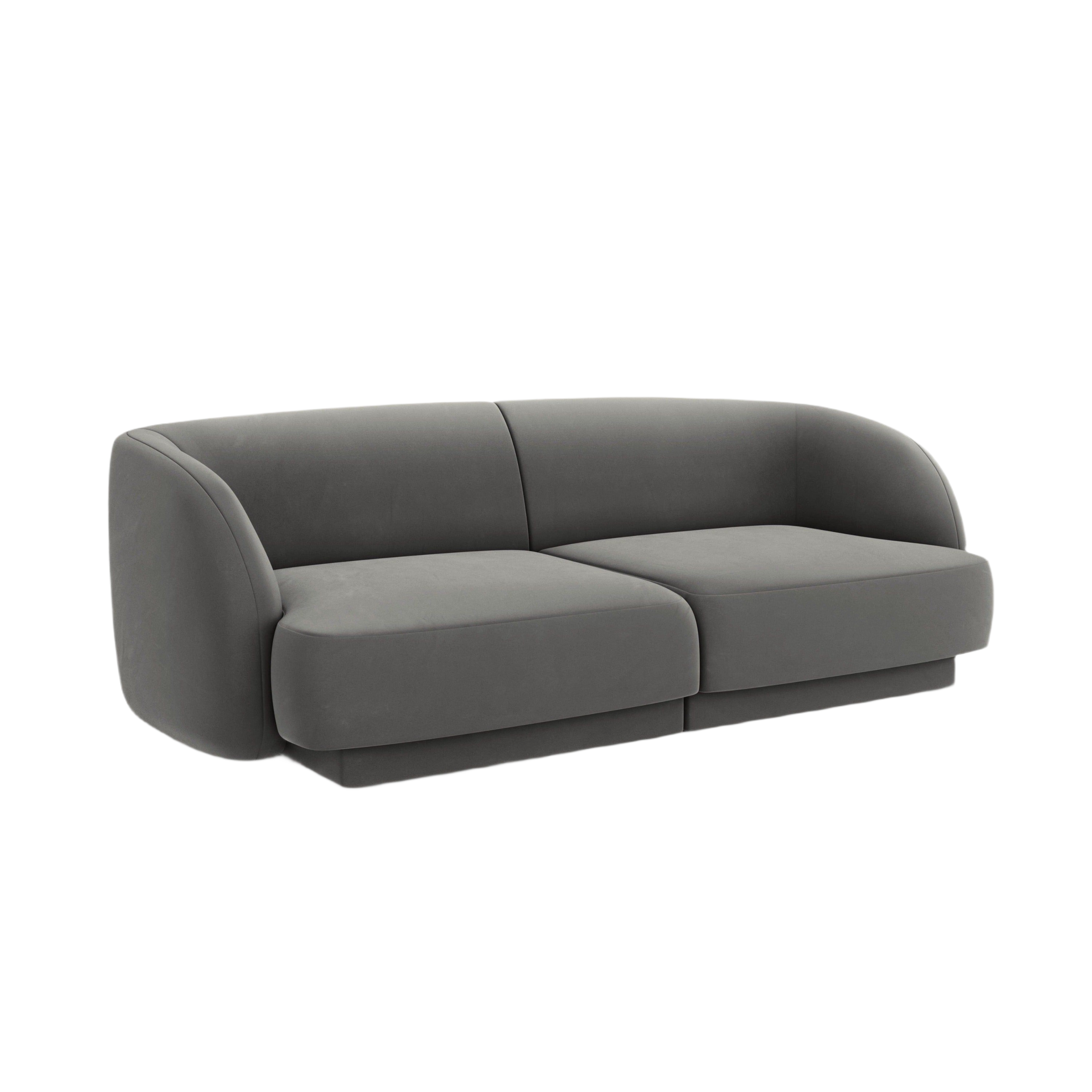 Miley Light Gray Velvet 2-Seater Sofa