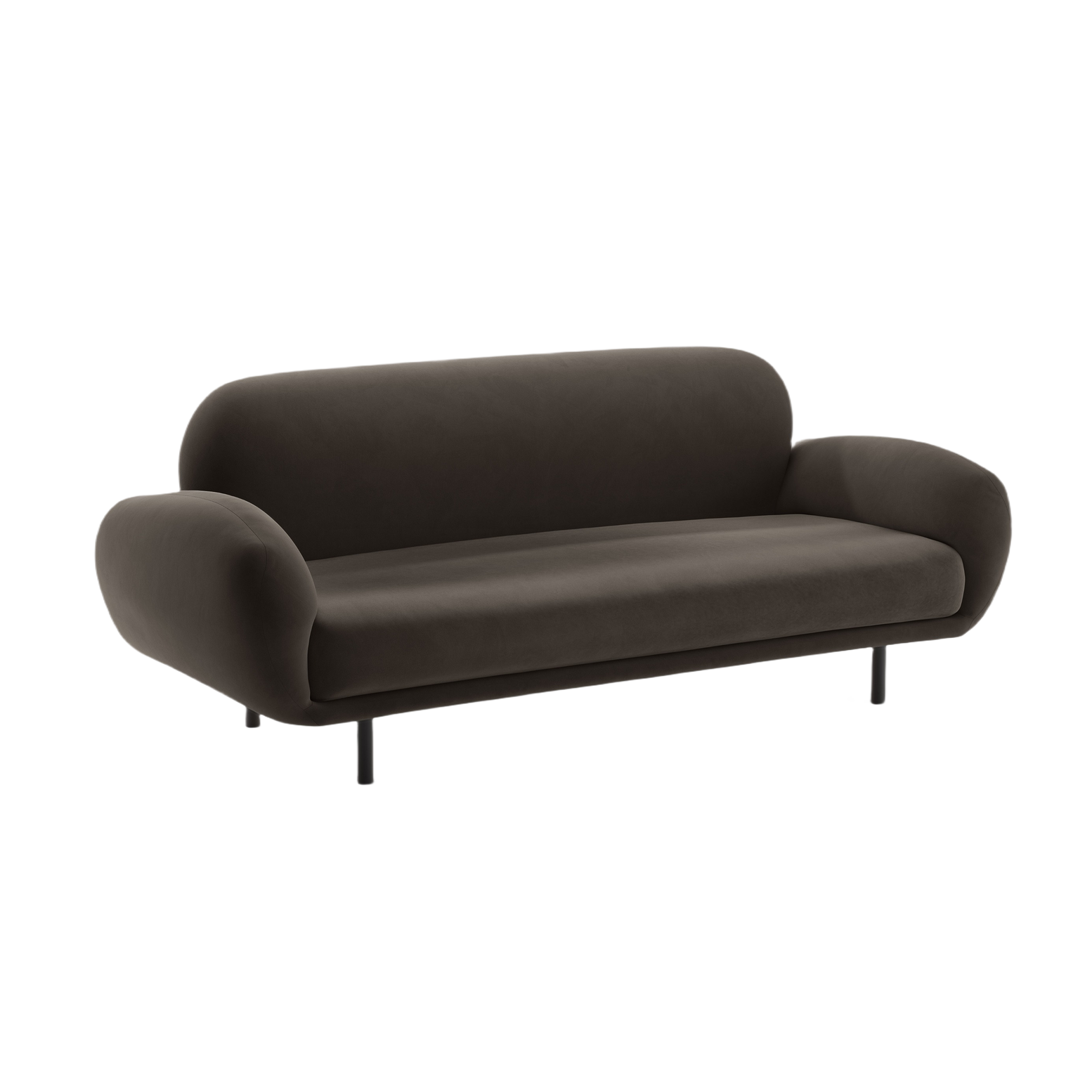 Velvet sofa 2.5-seater POPPY ebony