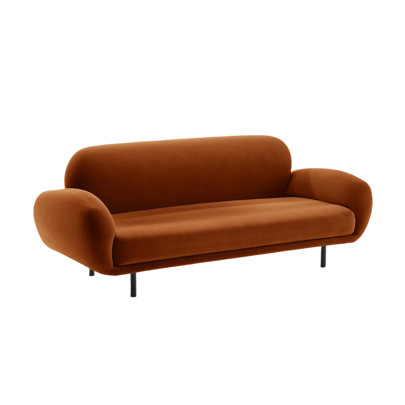 Velvet sofa 2.5-seater POPPY terracotta