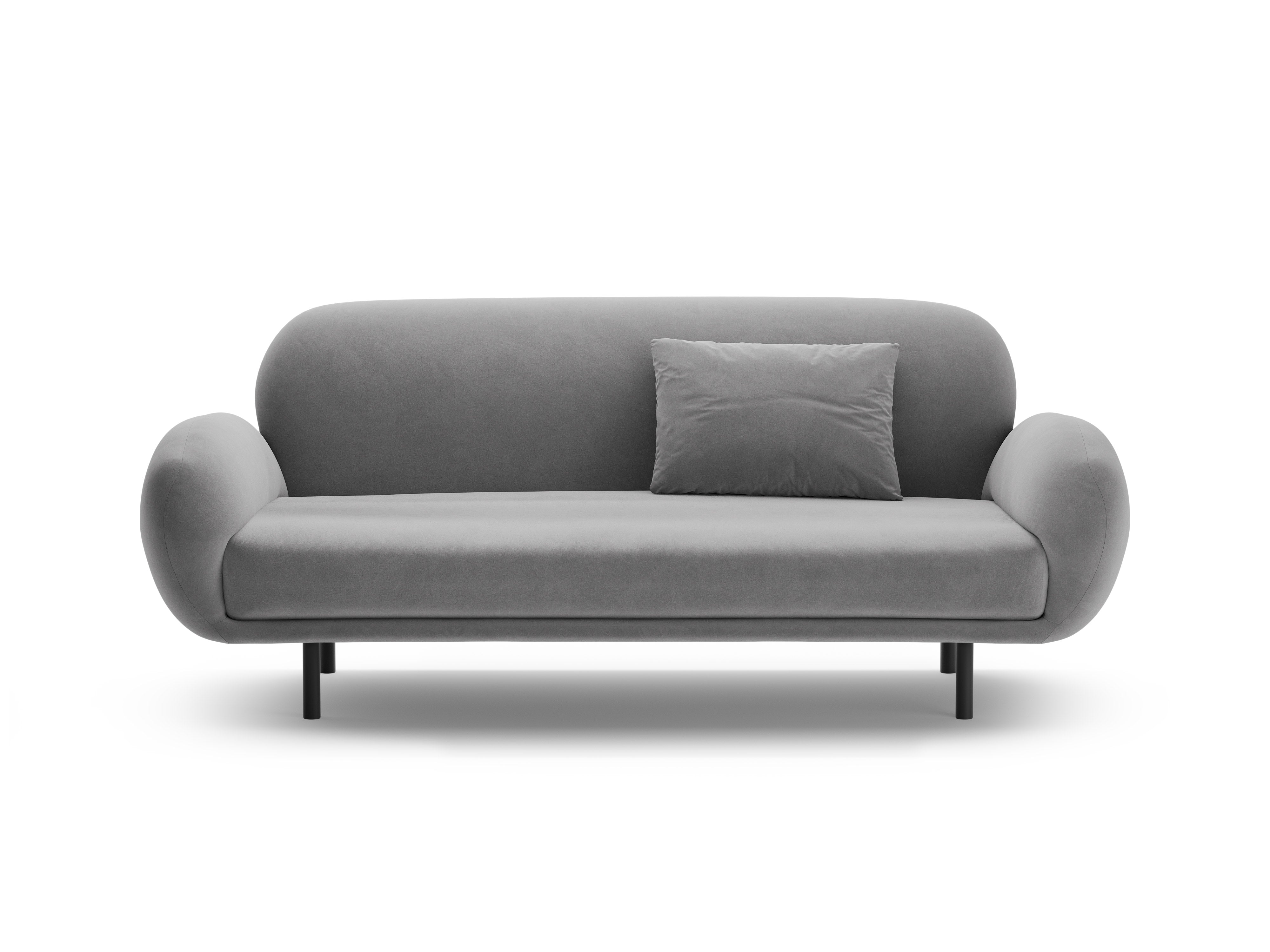 Velvet sofa 2.5-seater POPPY light gray