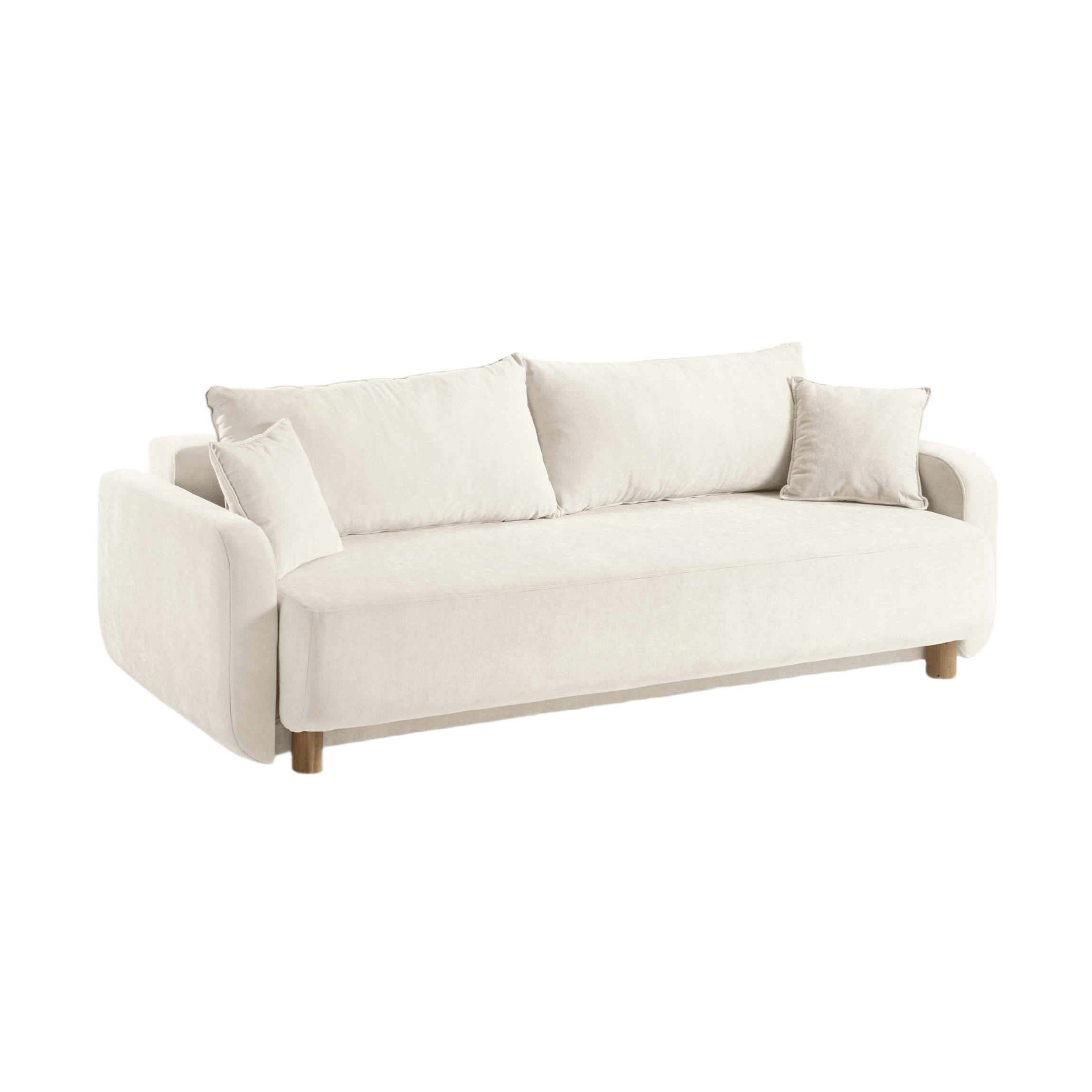 Sofa 3-Sitzer mit Schlaf-Funktion ELEN Elfenbein Chenille