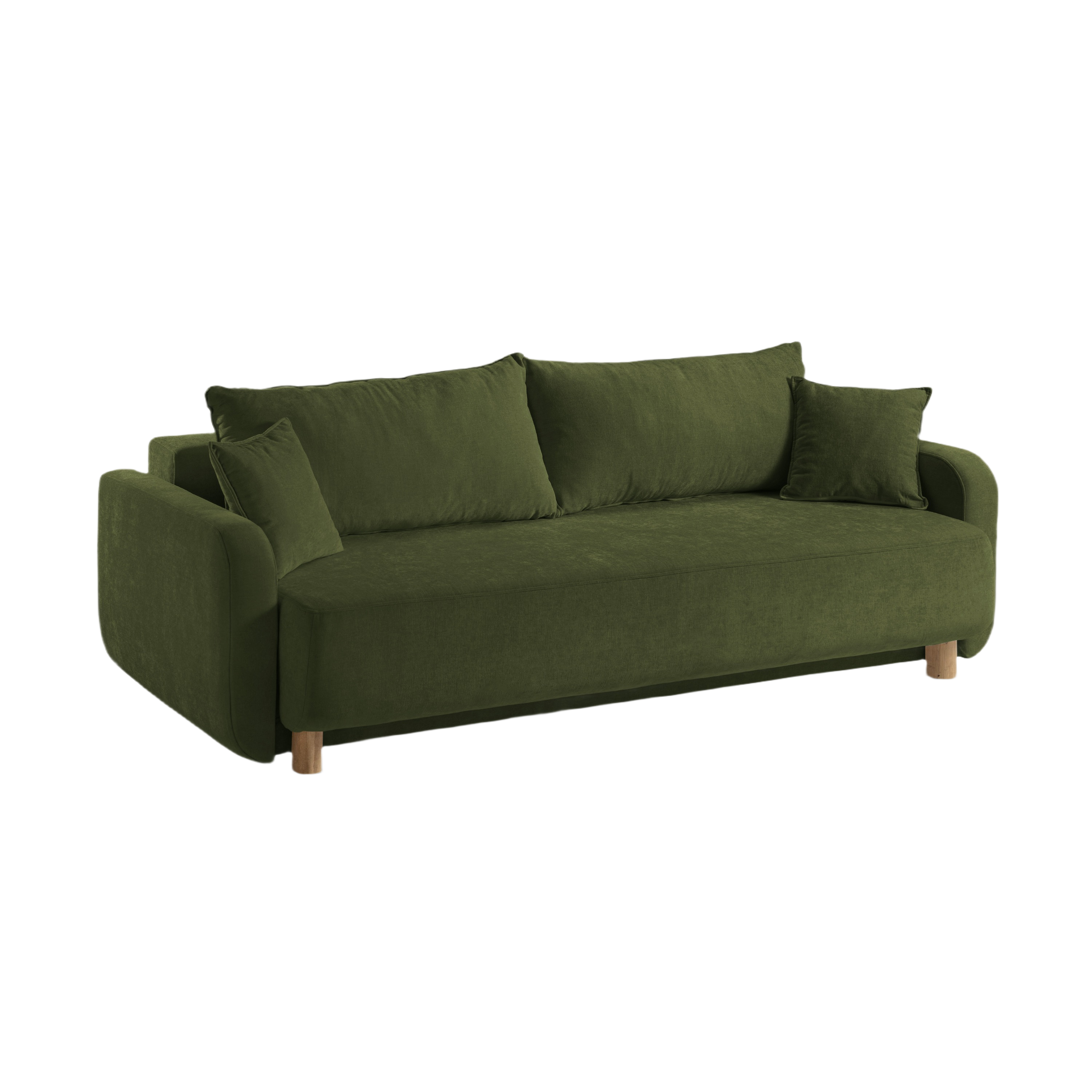 3-seater sofa with sleeping function ELEN green chenille