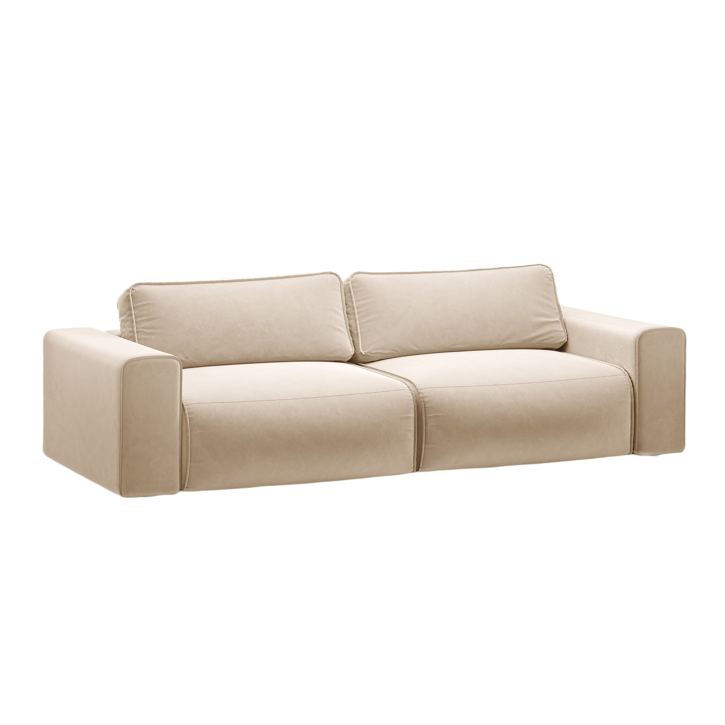 Sofa aus Samt für 3 Personen mit Schlaf-Funktion VICTOR beige