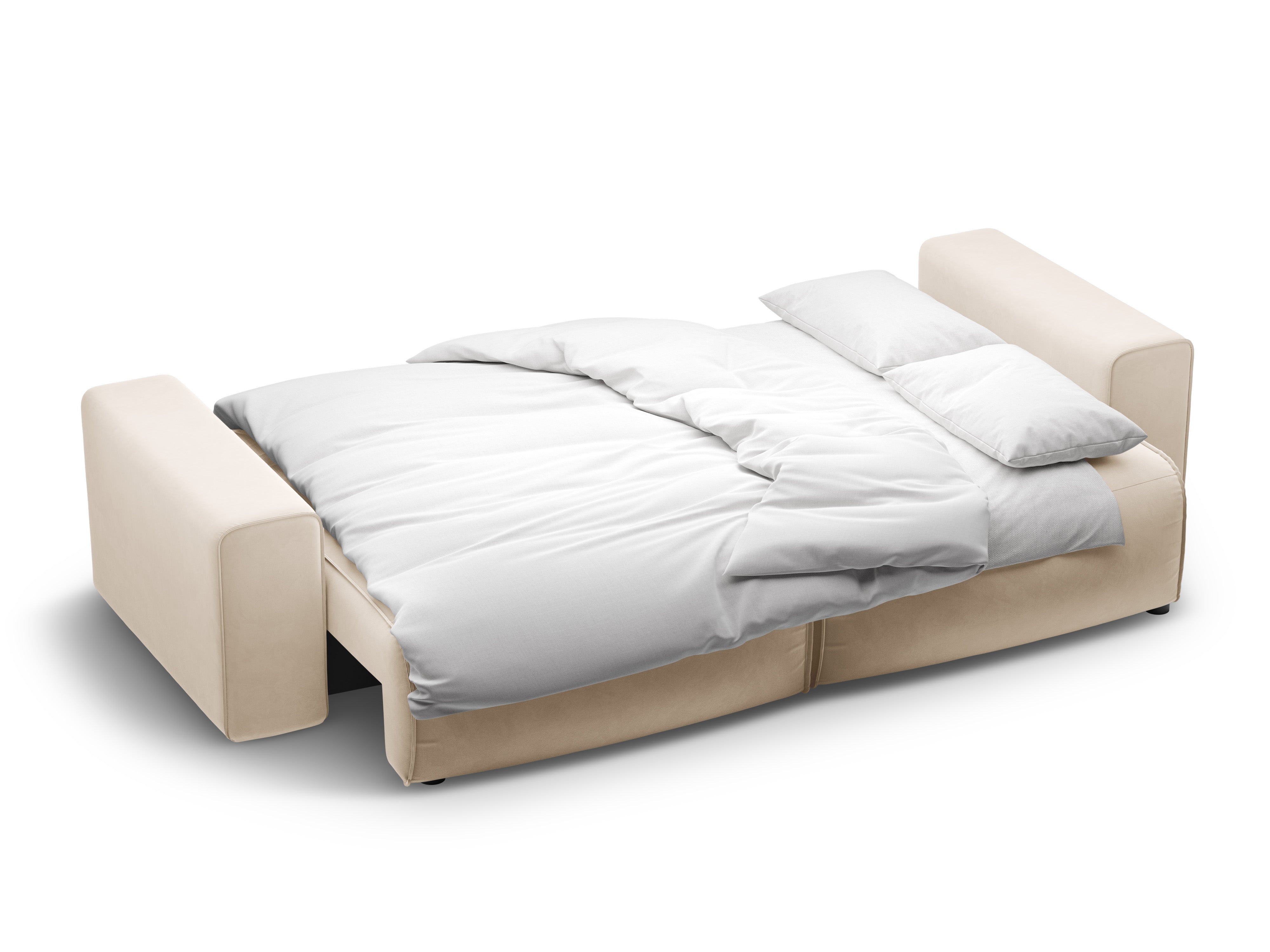 Sofa aus Samt für 3 Personen mit Schlaf-Funktion VICTOR beige
