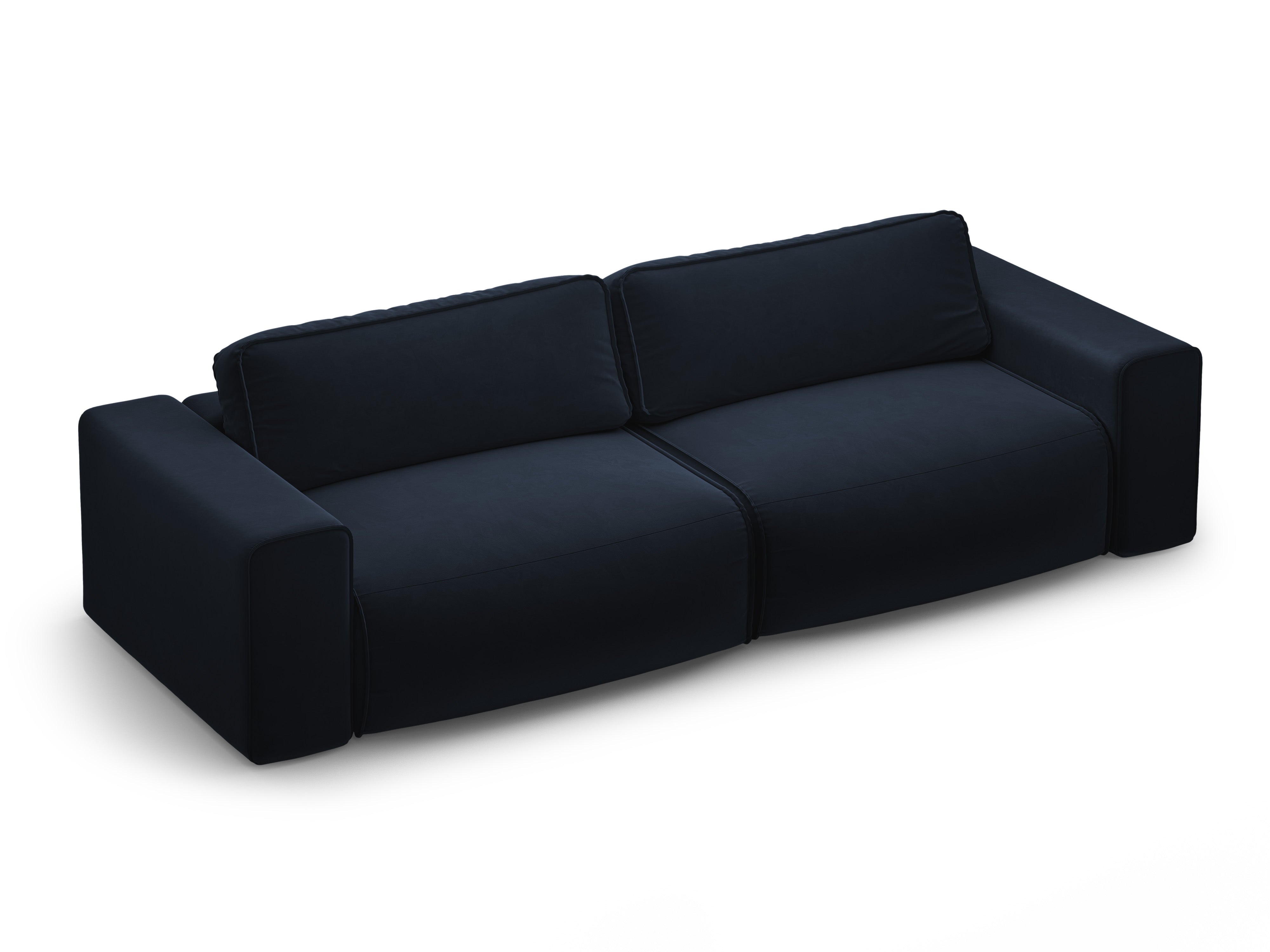 Velvet 3-seater sofa with sleeping function VICTOR navy blue