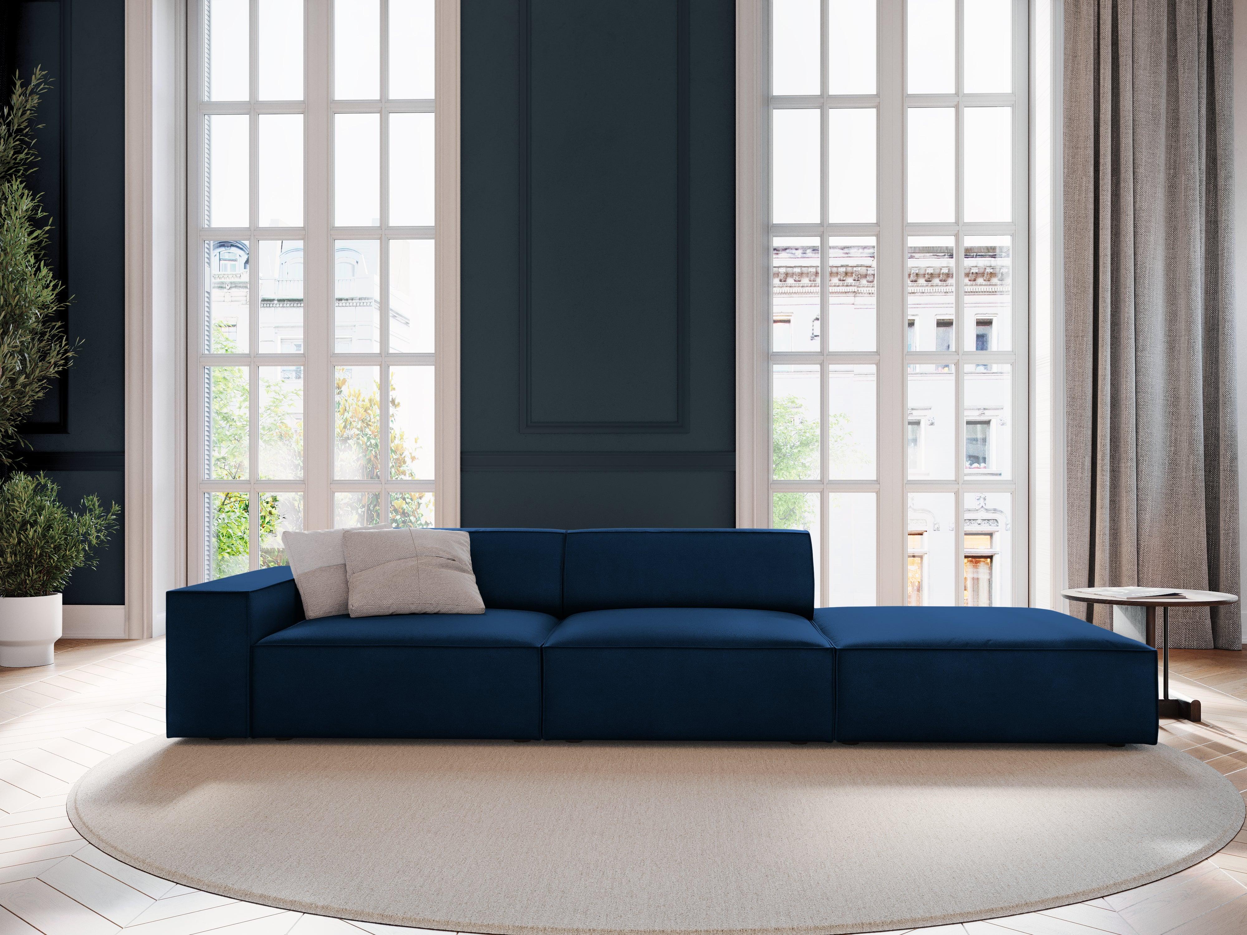 Sofa aksamitna prawostronna 3-osobowa JODIE granat królewski Micadoni Eye on Design