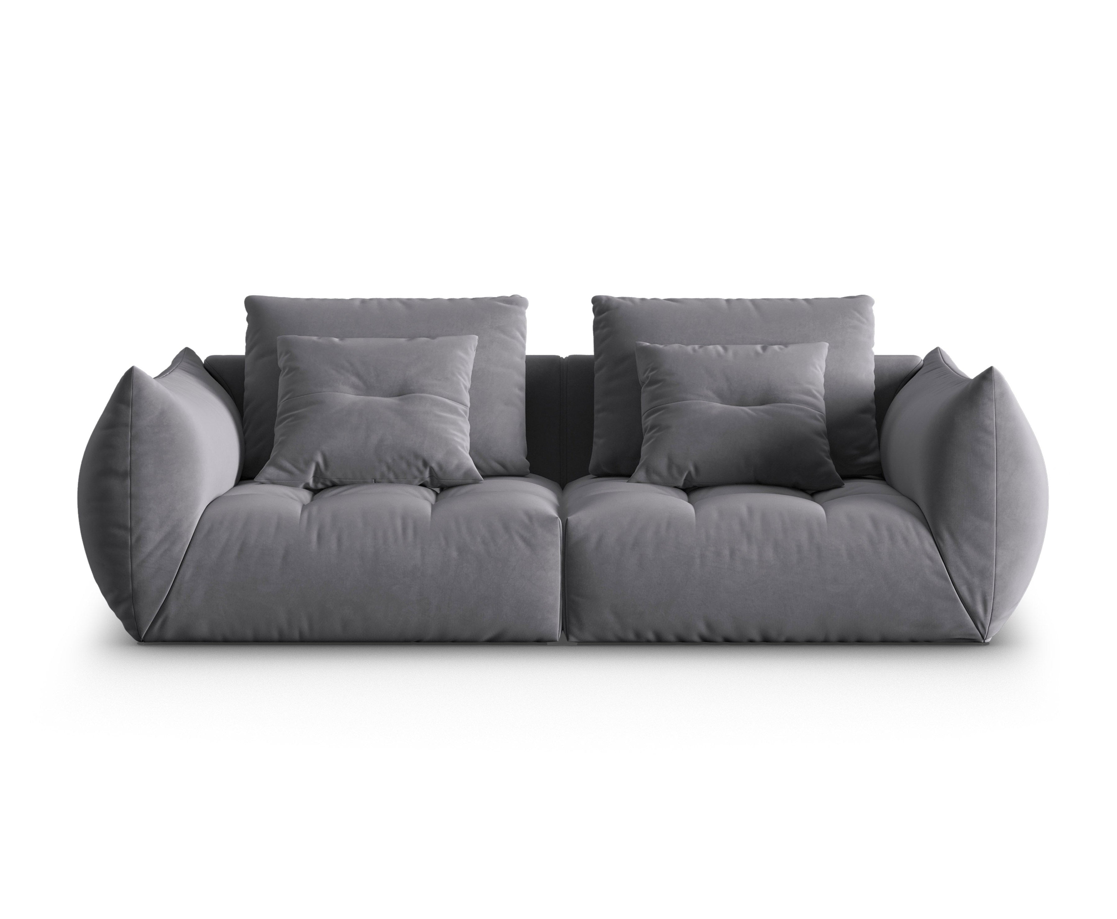 Dunkelgraues 3-Sitzer-Samtsofa