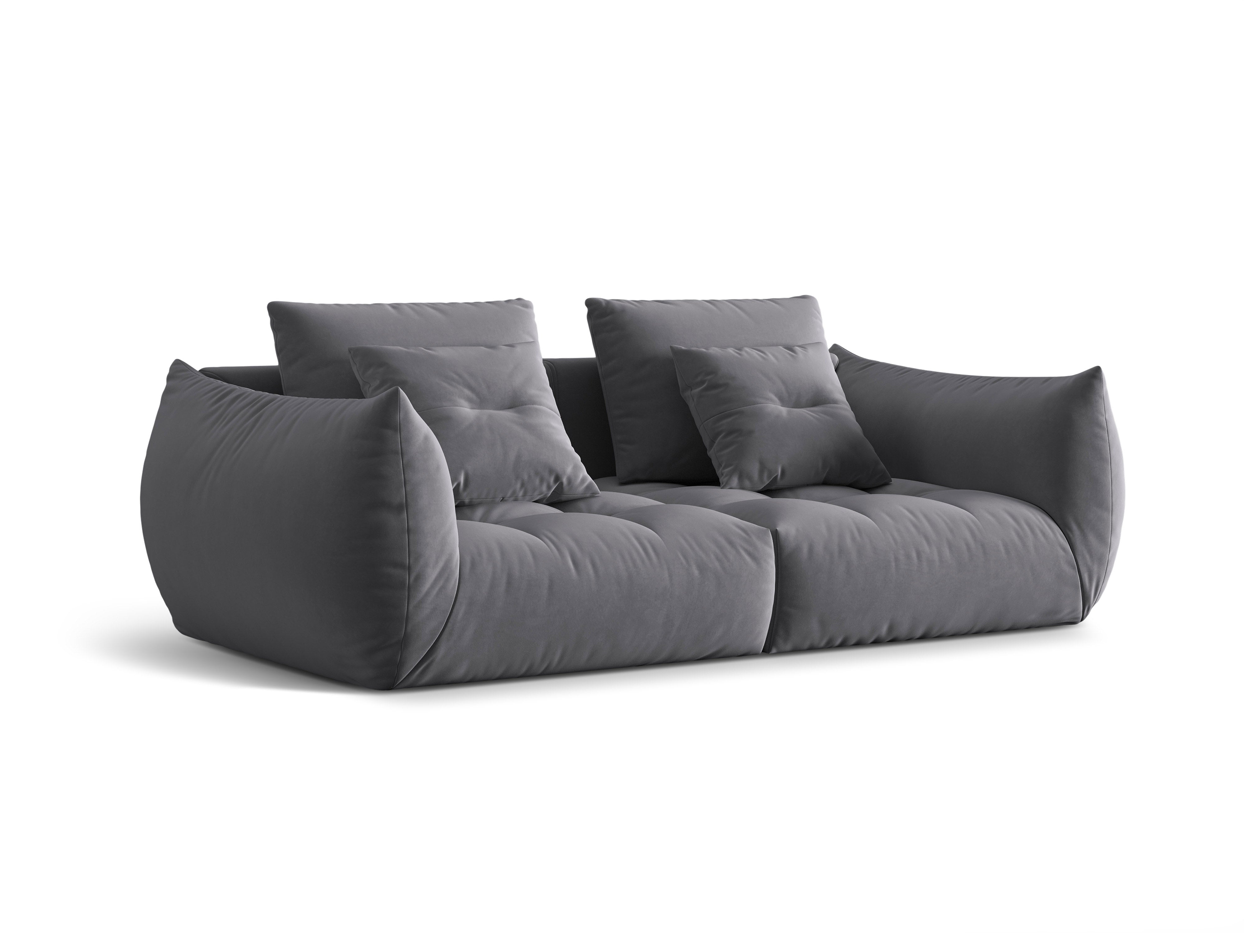 Dunkelgraues 3-Sitzer-Samtsofa