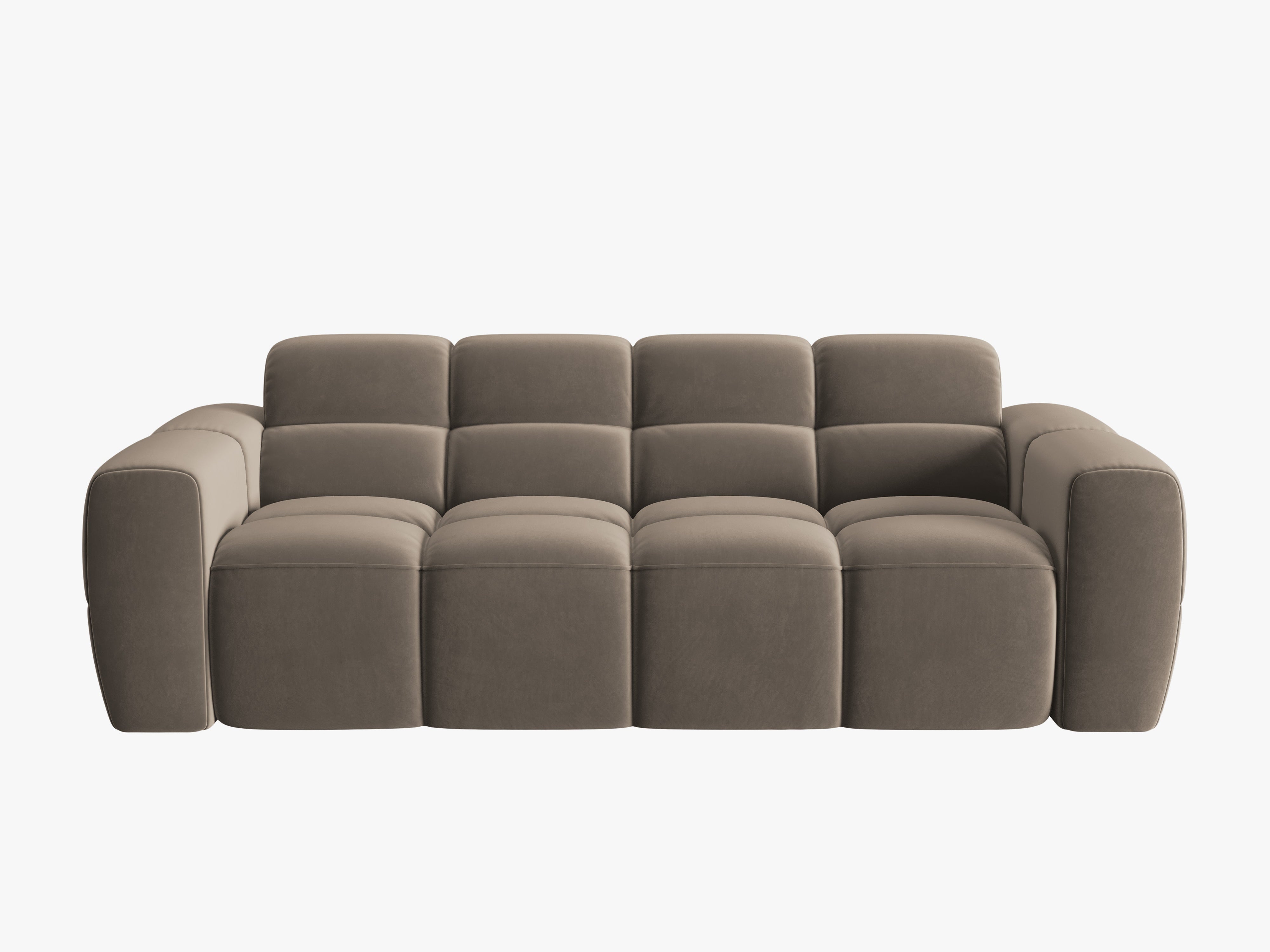 Sofa aus Samt 3-sitzig LISA hellbraun