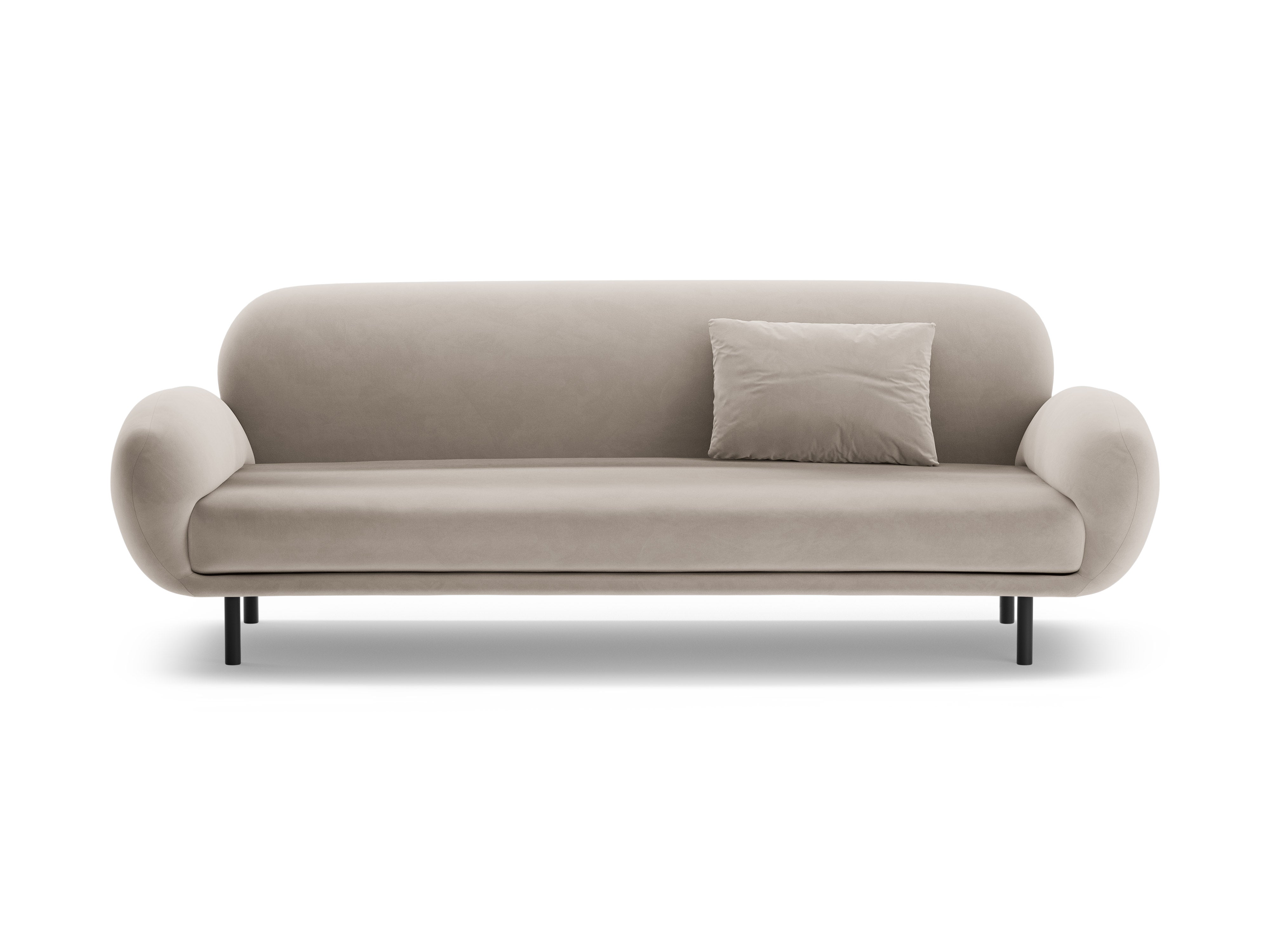 Velvet 3-Seater Sofa POPPY Light Beige