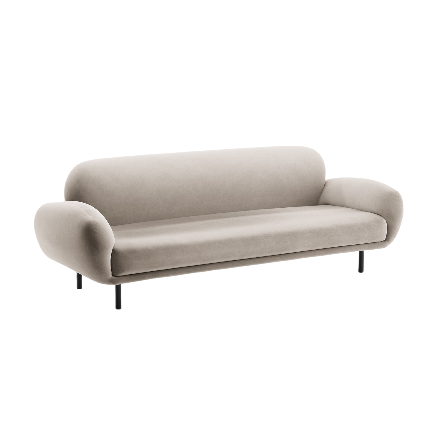 Velvet 3-Seater Sofa POPPY Light Beige